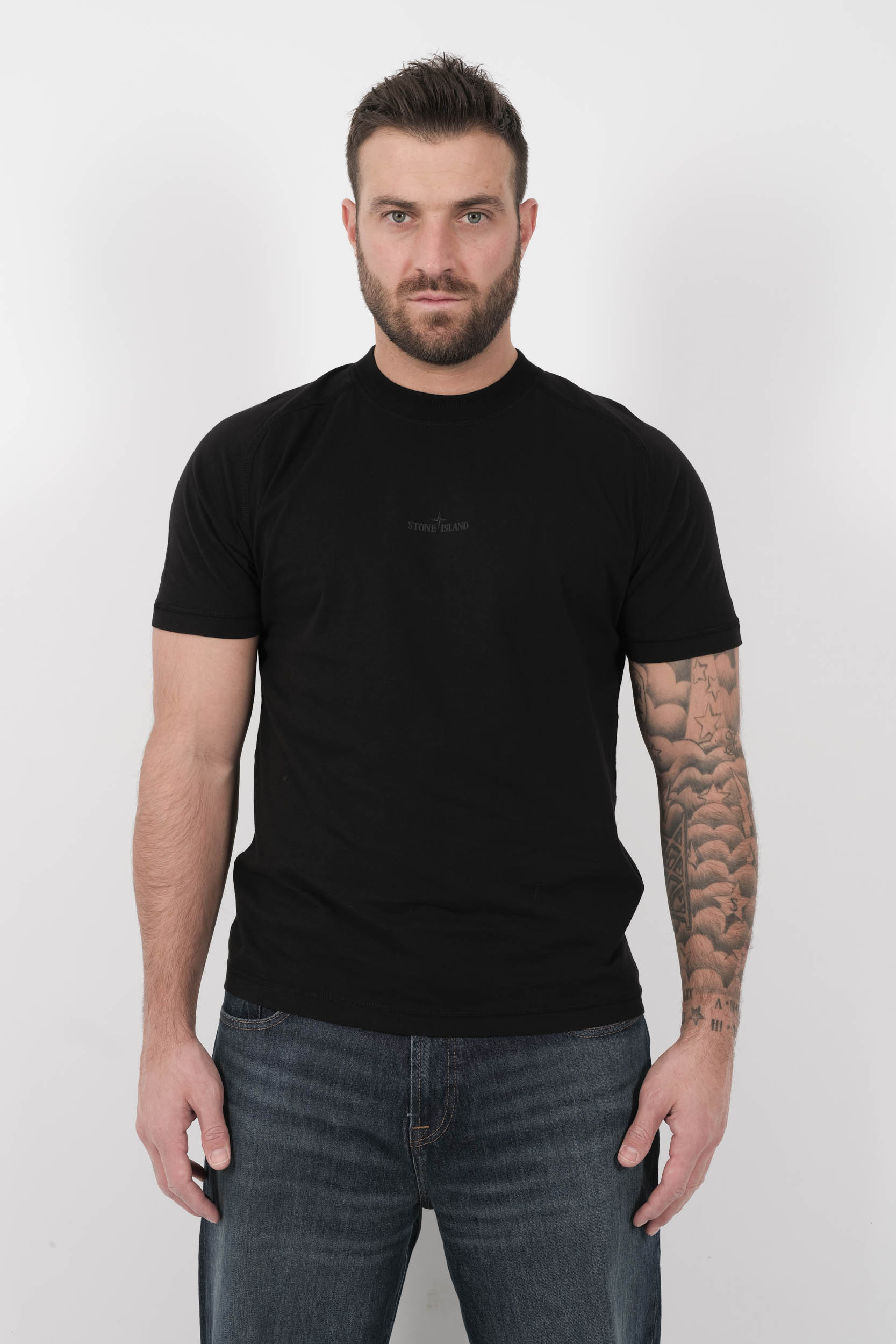 TEE-SHIRT STONE ISLAND LOGO DOS NOIR S152120S80-V0029