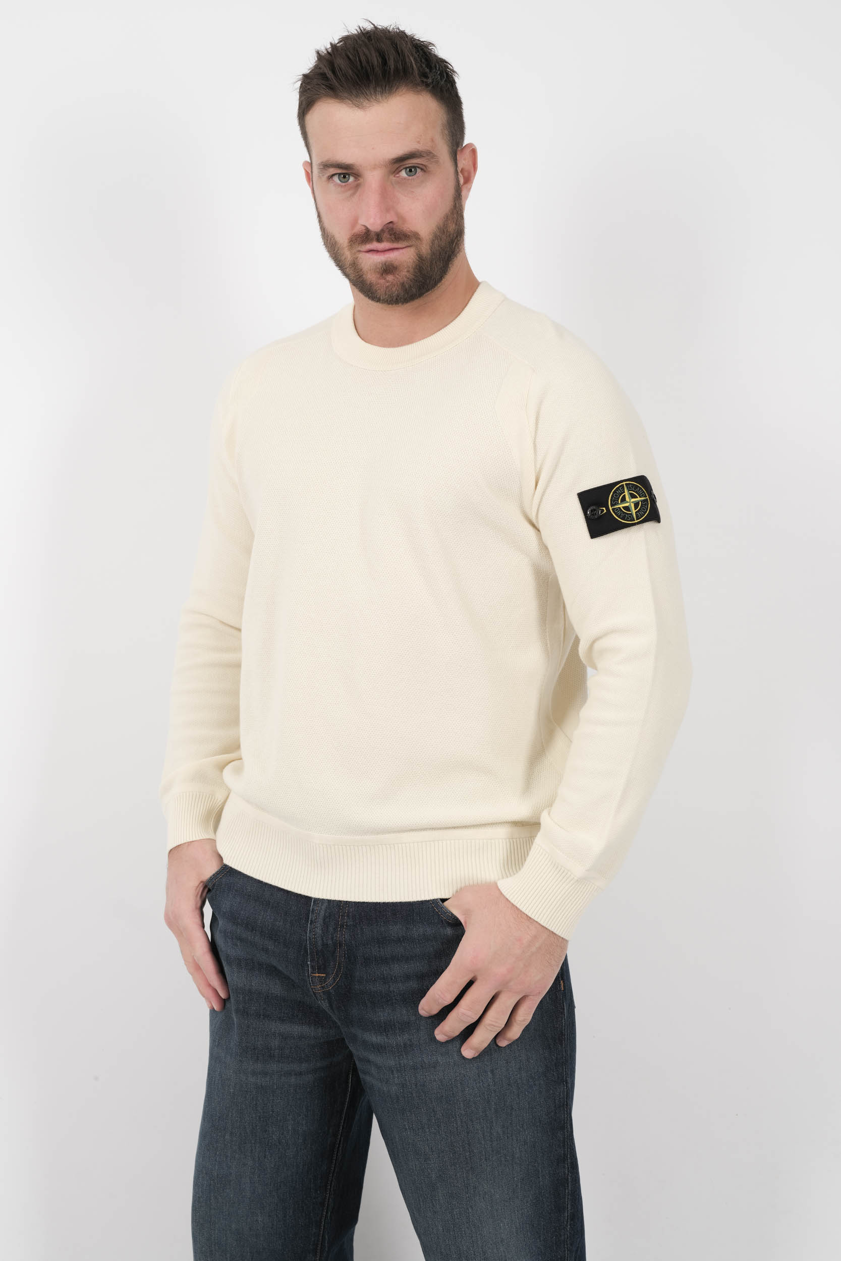 Image du produit PULL STONE ISLAND COL ROND EN NID D'ABEILLE ECRU S155136SB5-V0093