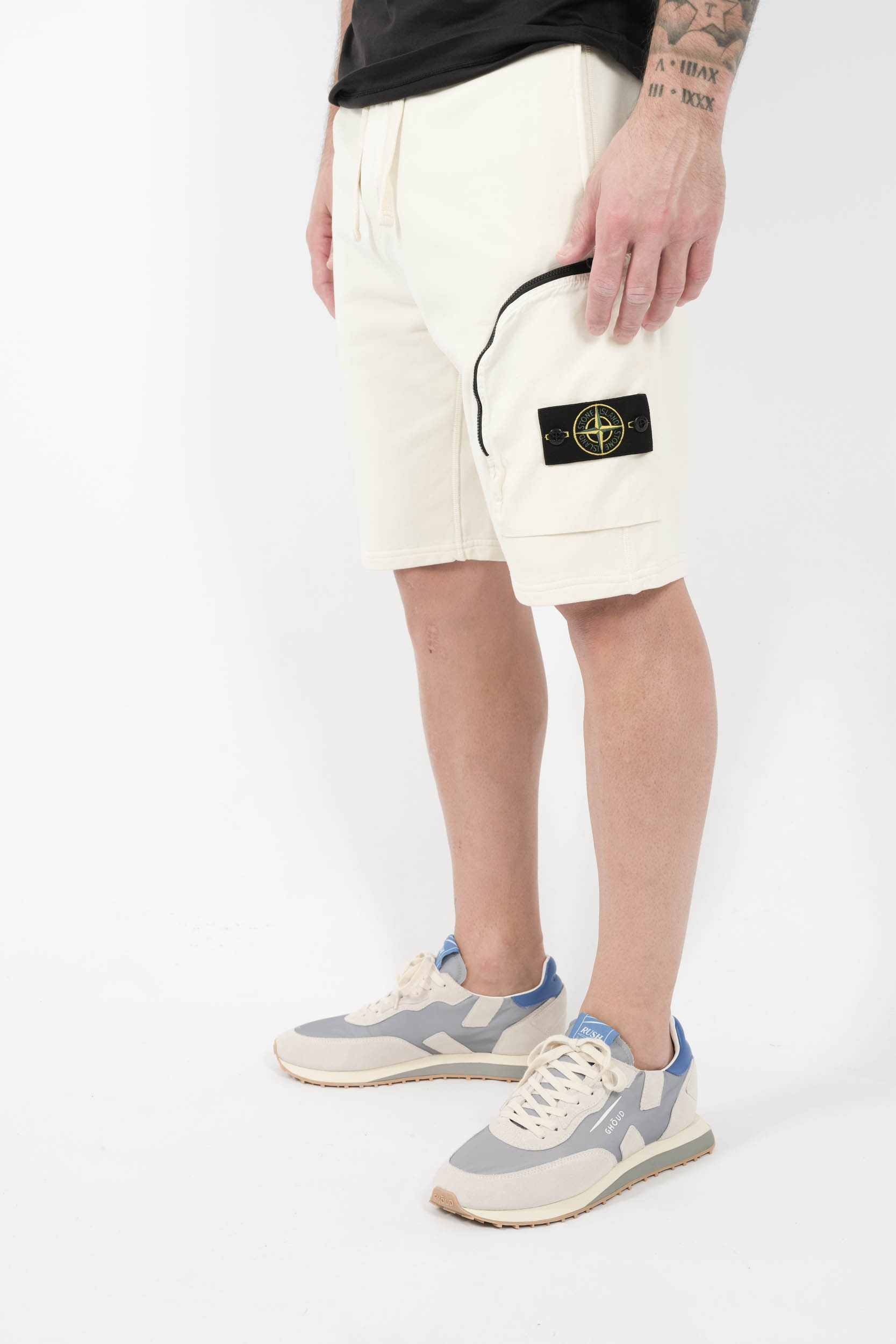 SHORT STONE ISLAND COTON BLANC CREME S156202S123-V0093