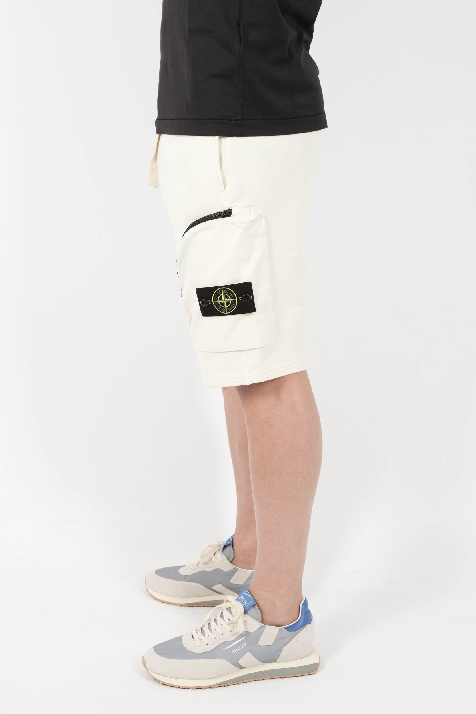 SHORT STONE ISLAND COTON BLANC CREME S156202S123-V0093
