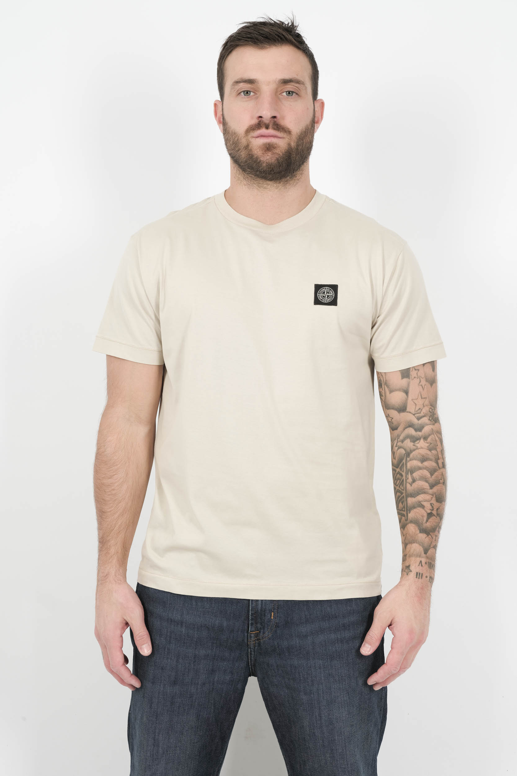  Image du produit TEE-SHIRT STONE ISLAND AVEC LOGO BRODE BLANC CREME S152139S13-V0095 - 3