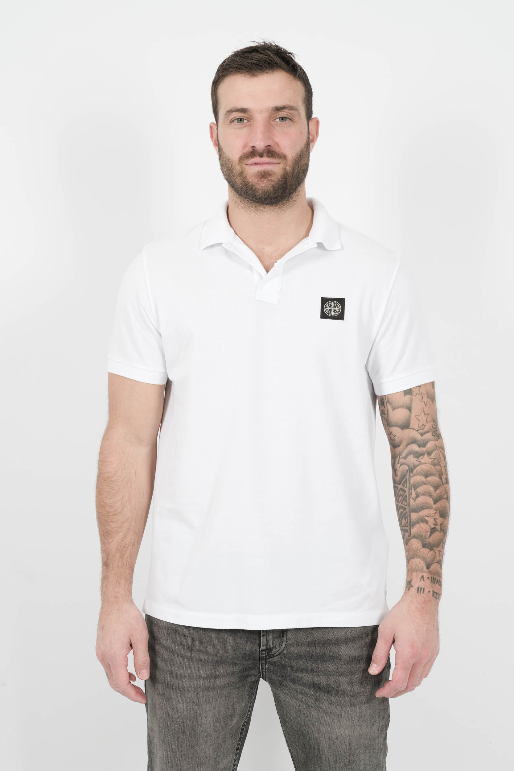 POLO STONE ISLAND SLIM FIT BLANC S15222SCS17-V1001