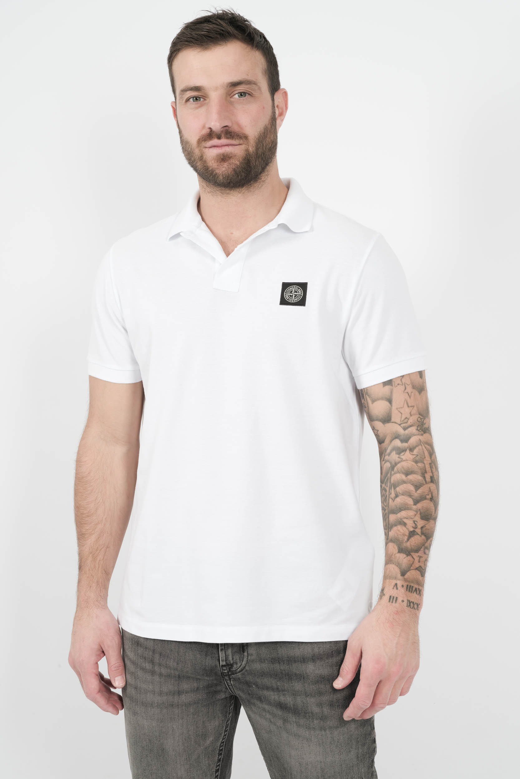 POLO STONE ISLAND SLIM FIT BLANC S15222SCS17-V1001