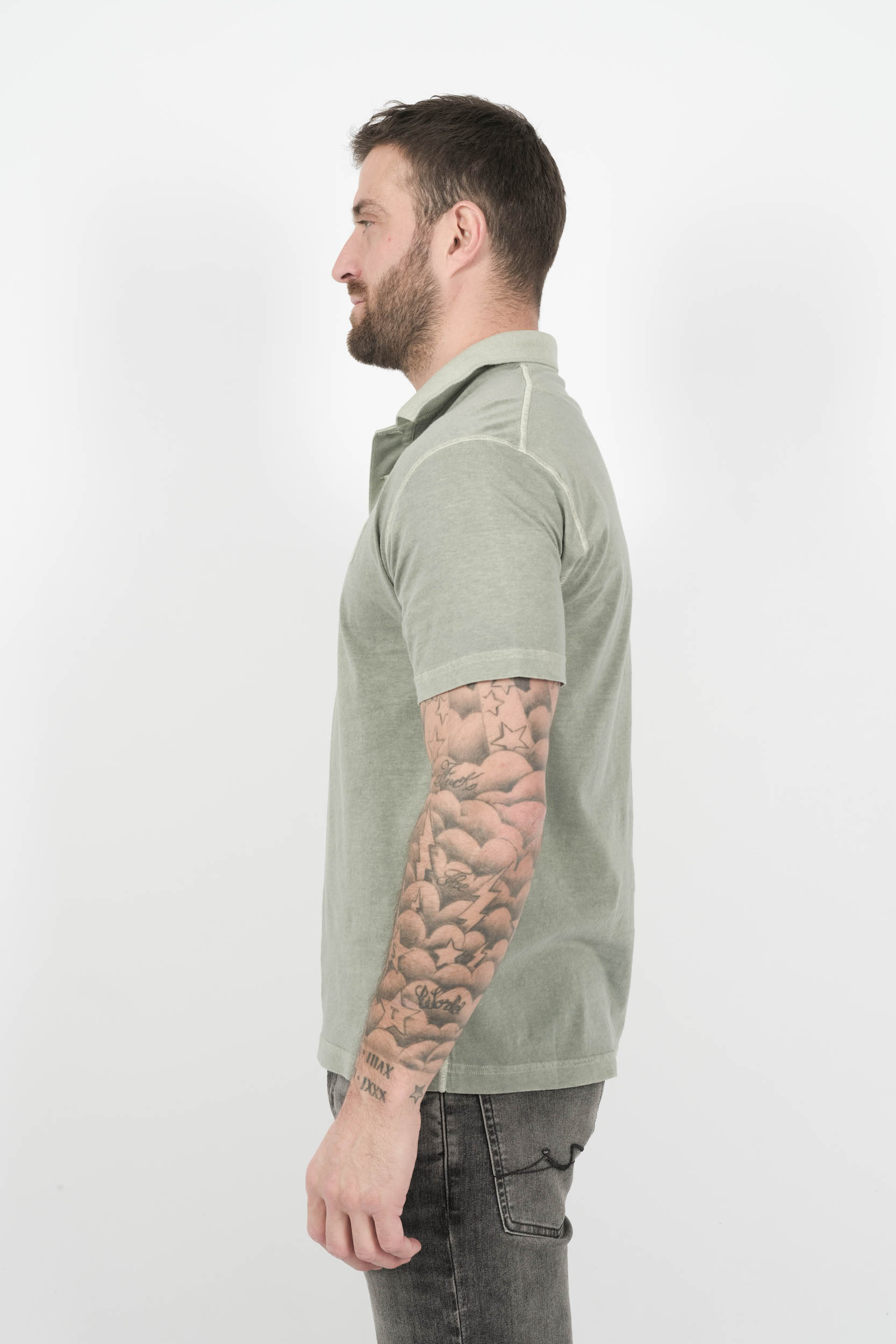  Image du produit POLO STONE ISLAND LOGO INVERSE VERT DELAVE S152225S57-V0155 - 4