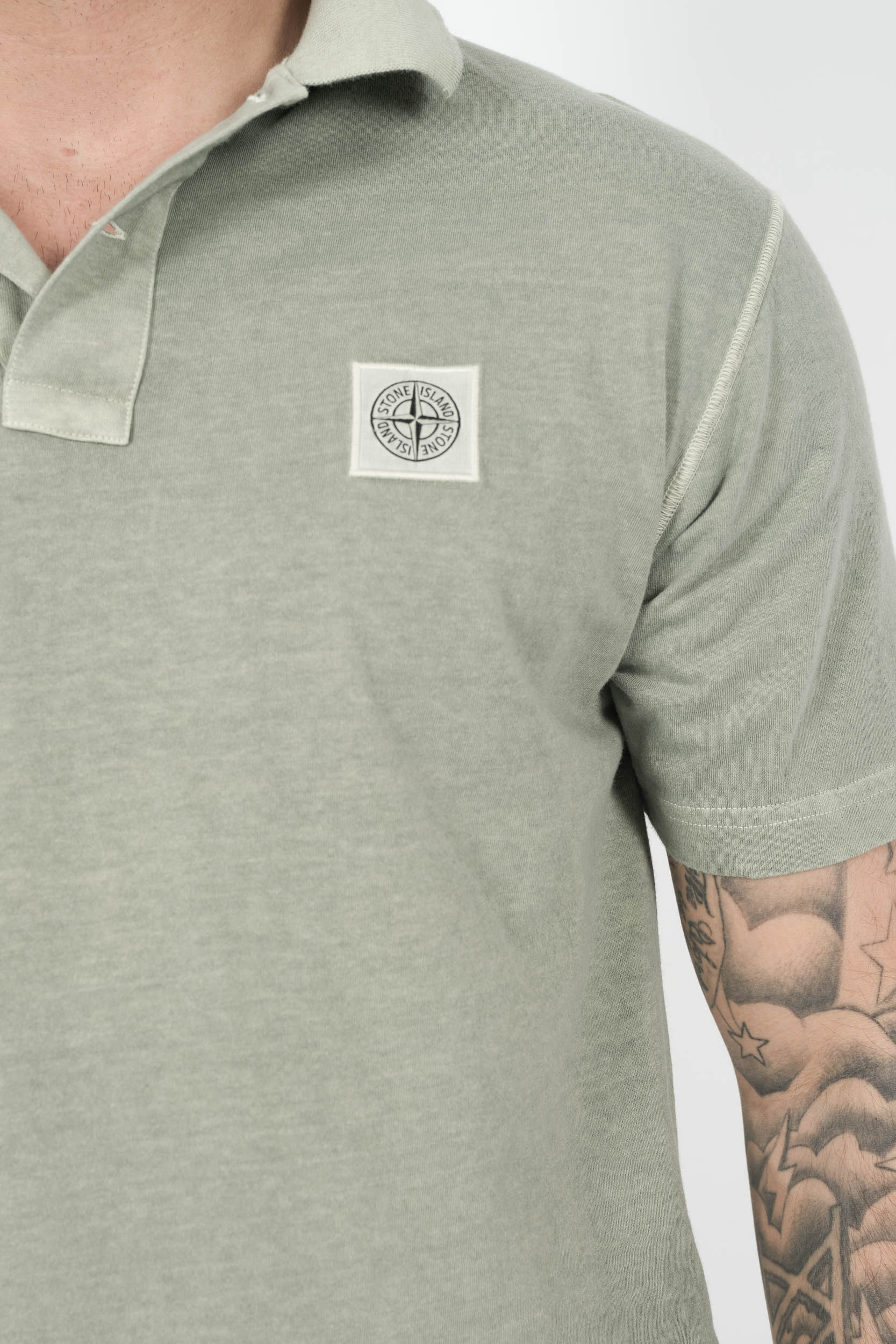 Image du produit POLO STONE ISLAND LOGO INVERSE VERT DELAVE S152225S57-V0155 - 6