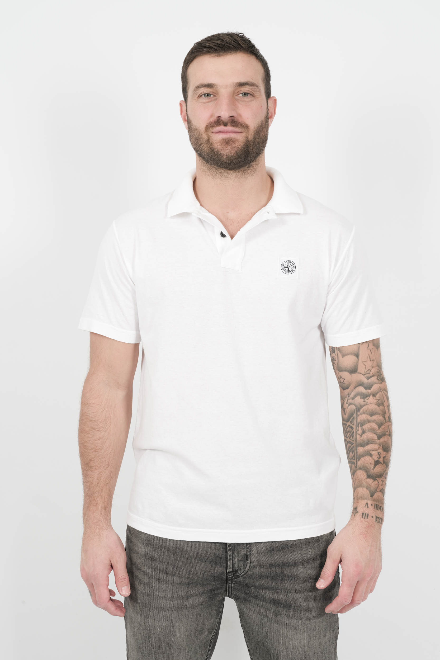 POLO STONE ISLAND LOGO INVERSE BLANC S152225S57-V0001