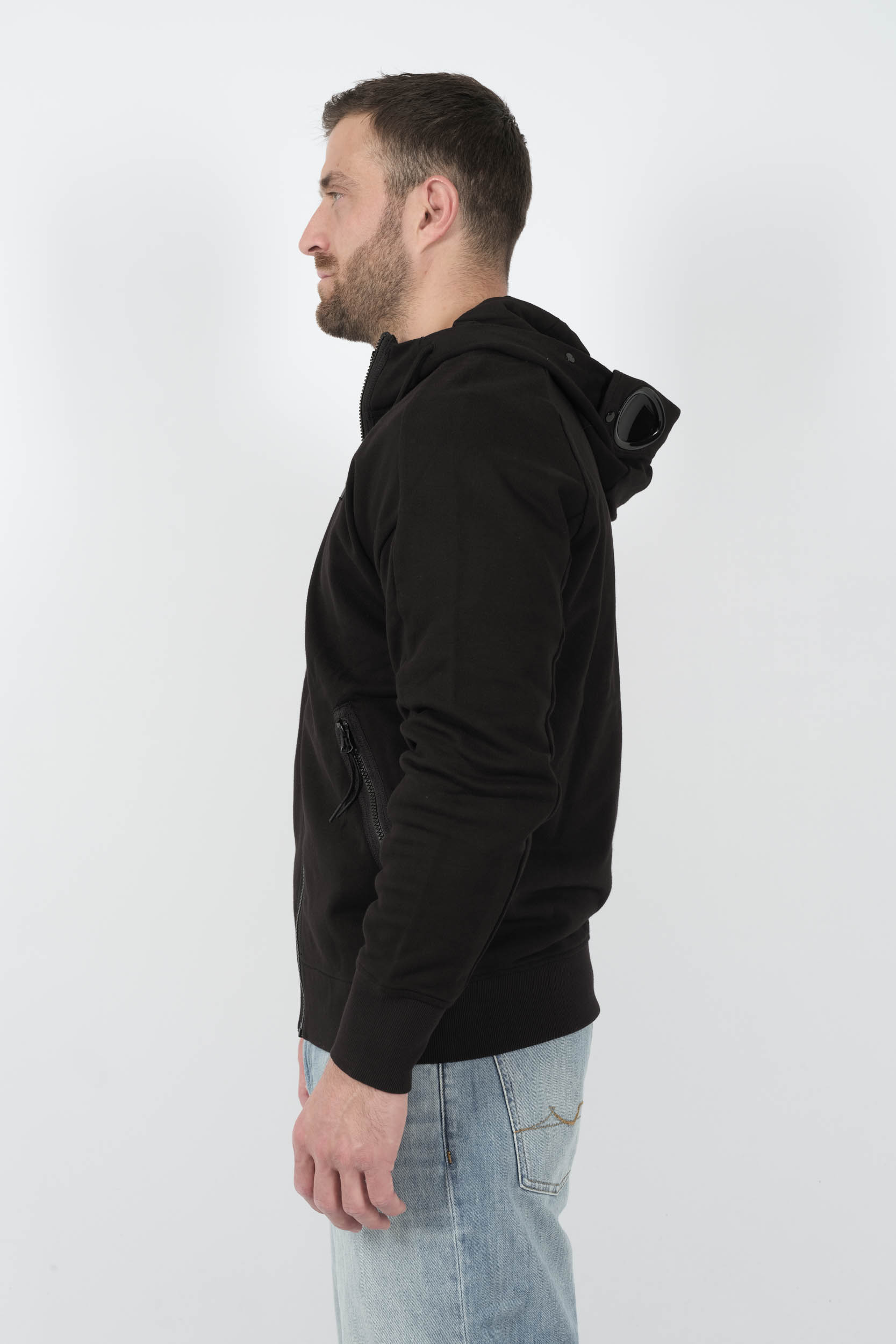  Image du produit SWEAT C.P COMPANY ZIPPE A CAPUCHE LUNETTES NOIR S028A-999 - 4