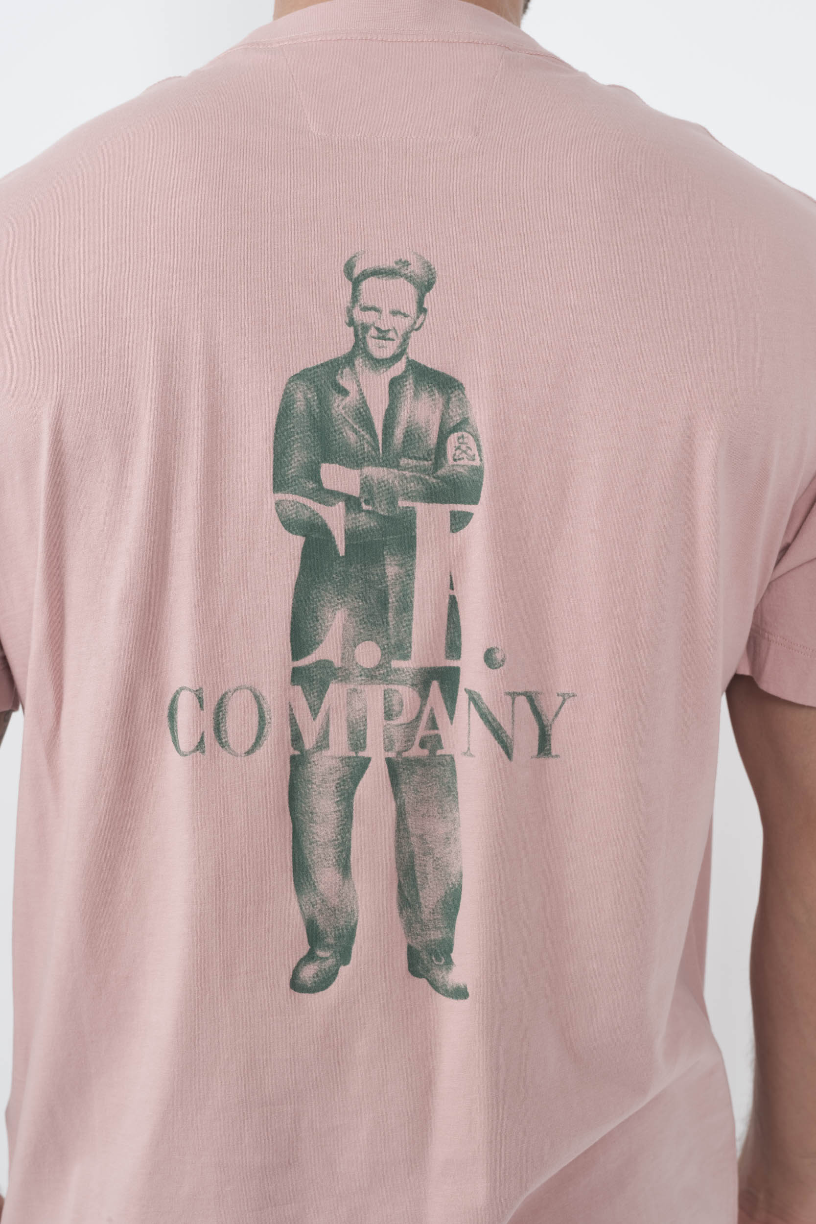 TEE-SHIRT C.P COMPANY AVEC IMPRIME ROSE/VERT S141A-520