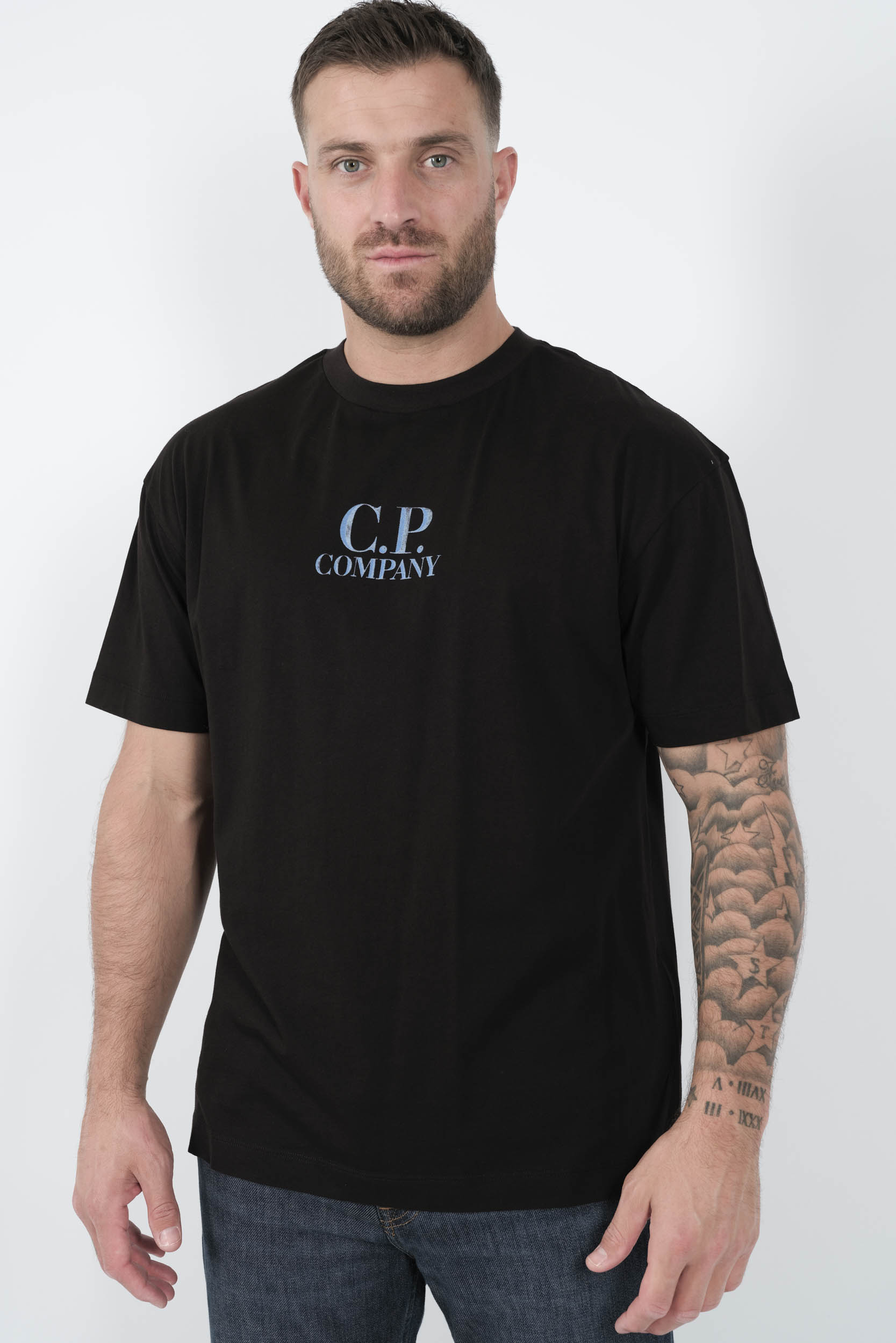 TEE-SHIRY C.P COMPANY AVEC IMPRIME NOIR/BLEU S141A-999