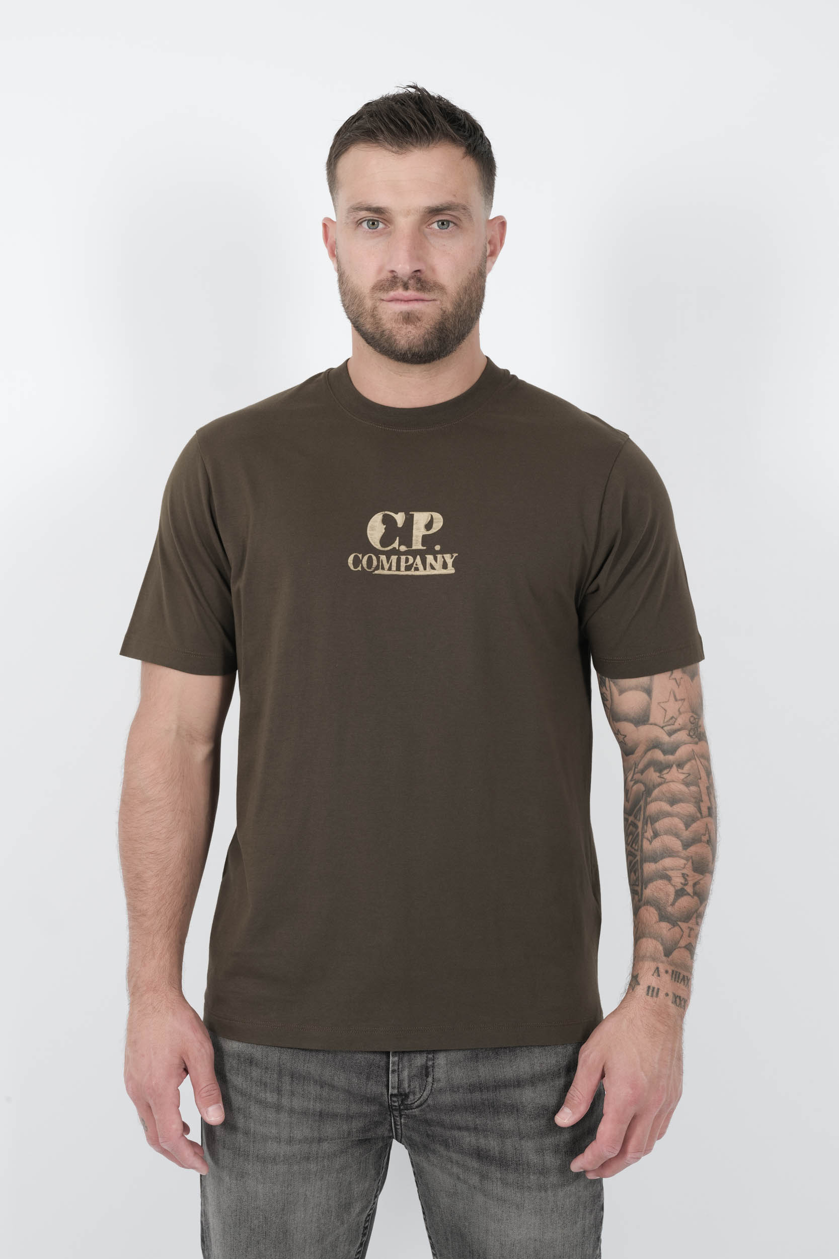  Image du produit TEE-SHIRT C.P COMPANY AVEC IMPRIME KAKI/SABLE S143A-683 - 3