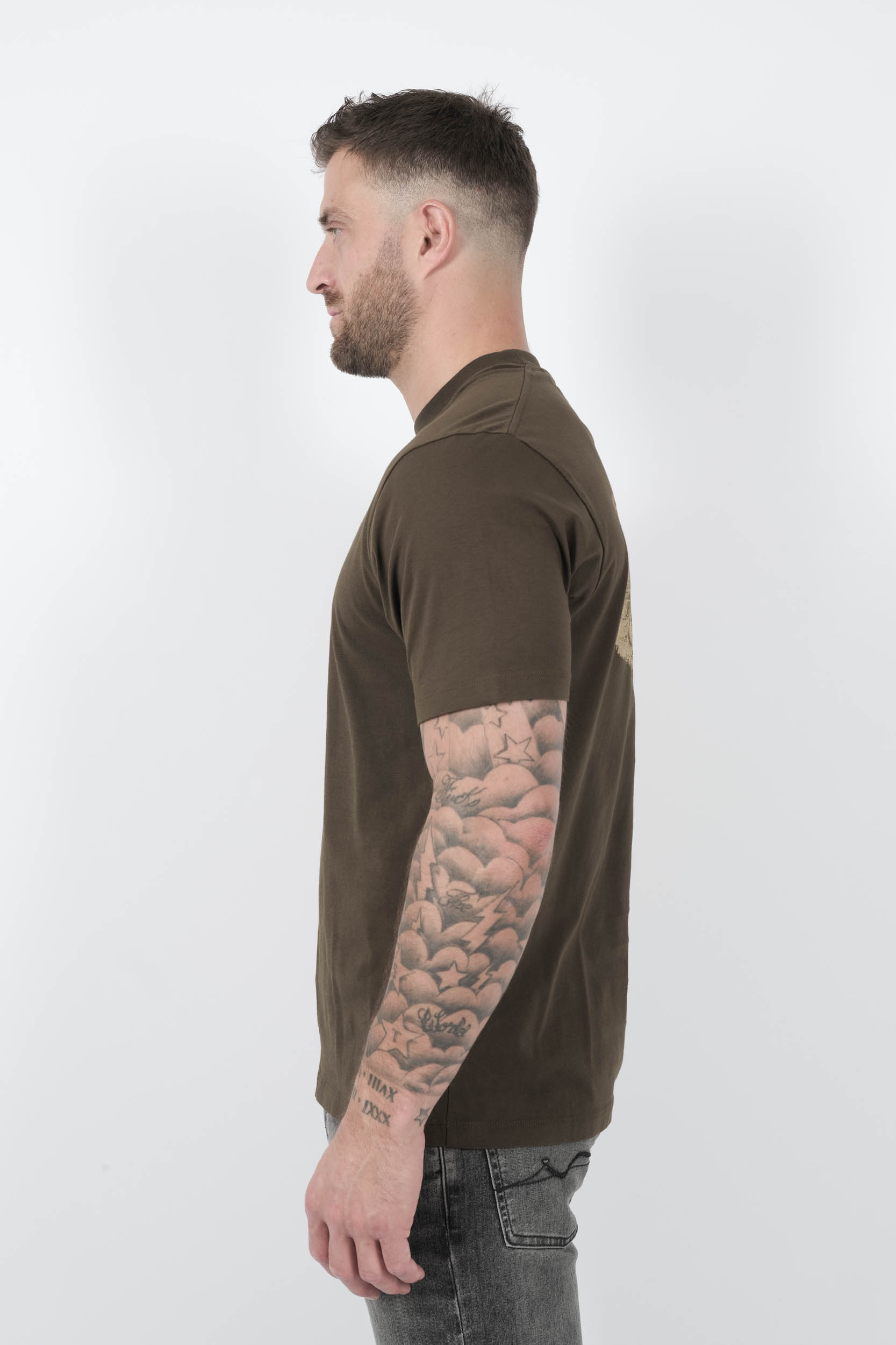 TEE-SHIRT C.P COMPANY AVEC IMPRIME KAKI/SABLE S143A-683