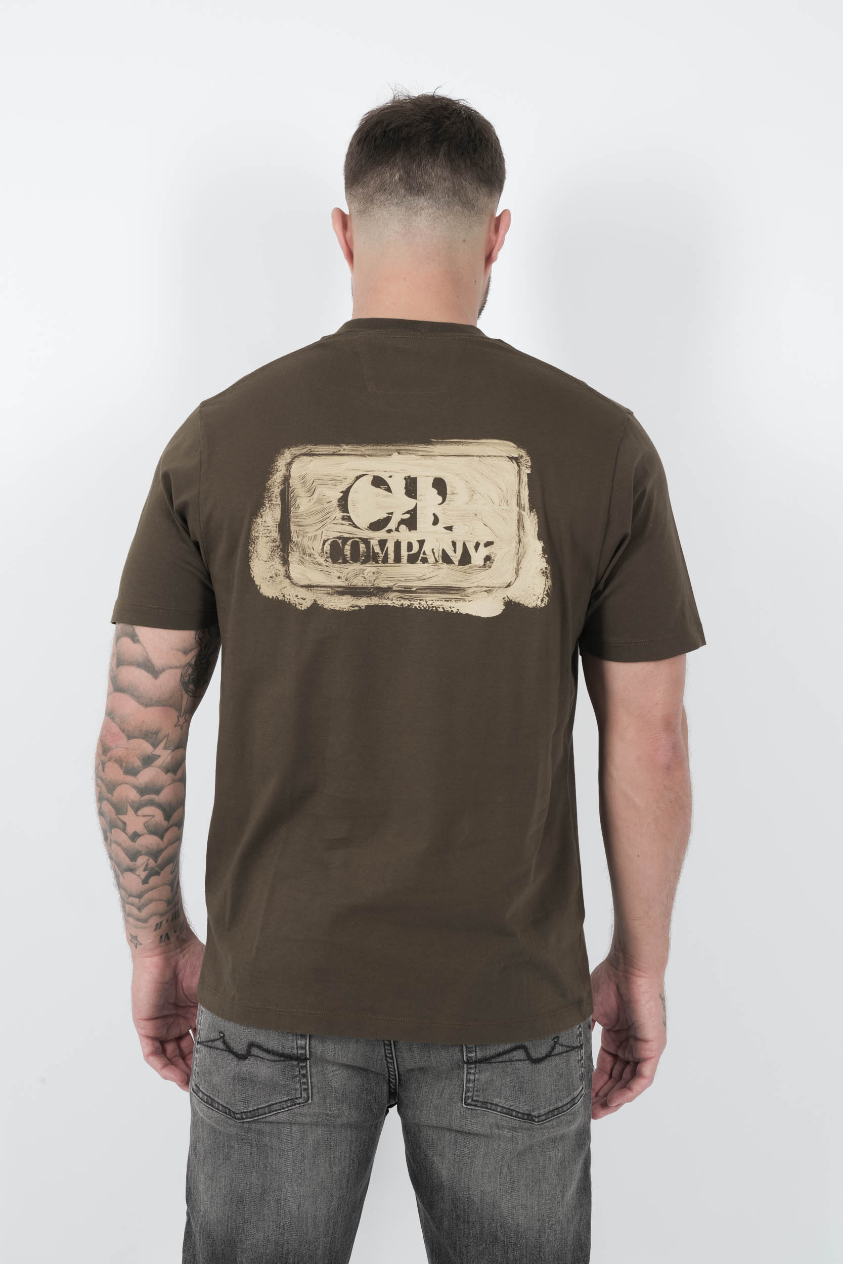 TEE-SHIRT C.P COMPANY AVEC IMPRIME KAKI/SABLE S143A-683