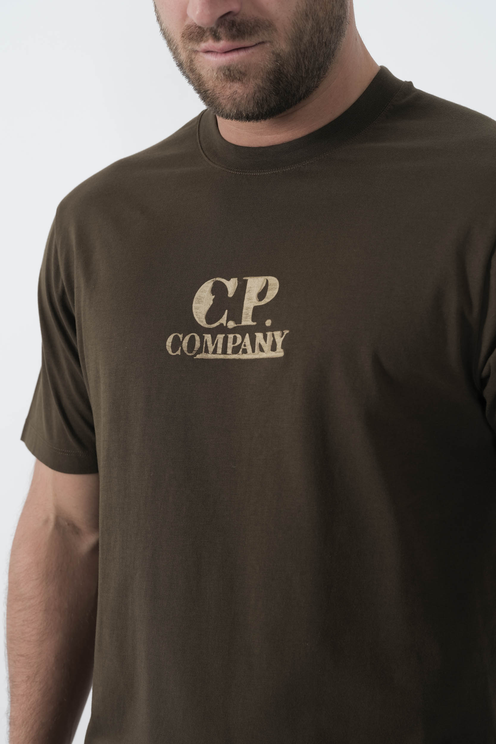TEE-SHIRT C.P COMPANY AVEC IMPRIME KAKI/SABLE S143A-683