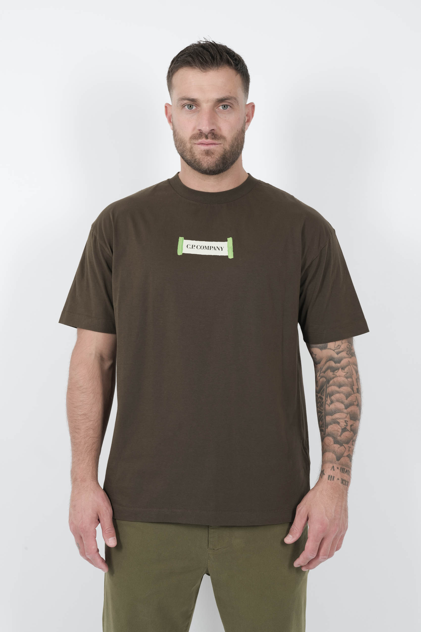 TEE-SHIRT C.P COMPANY AVEC IMPRIME KAKI S148A-683
