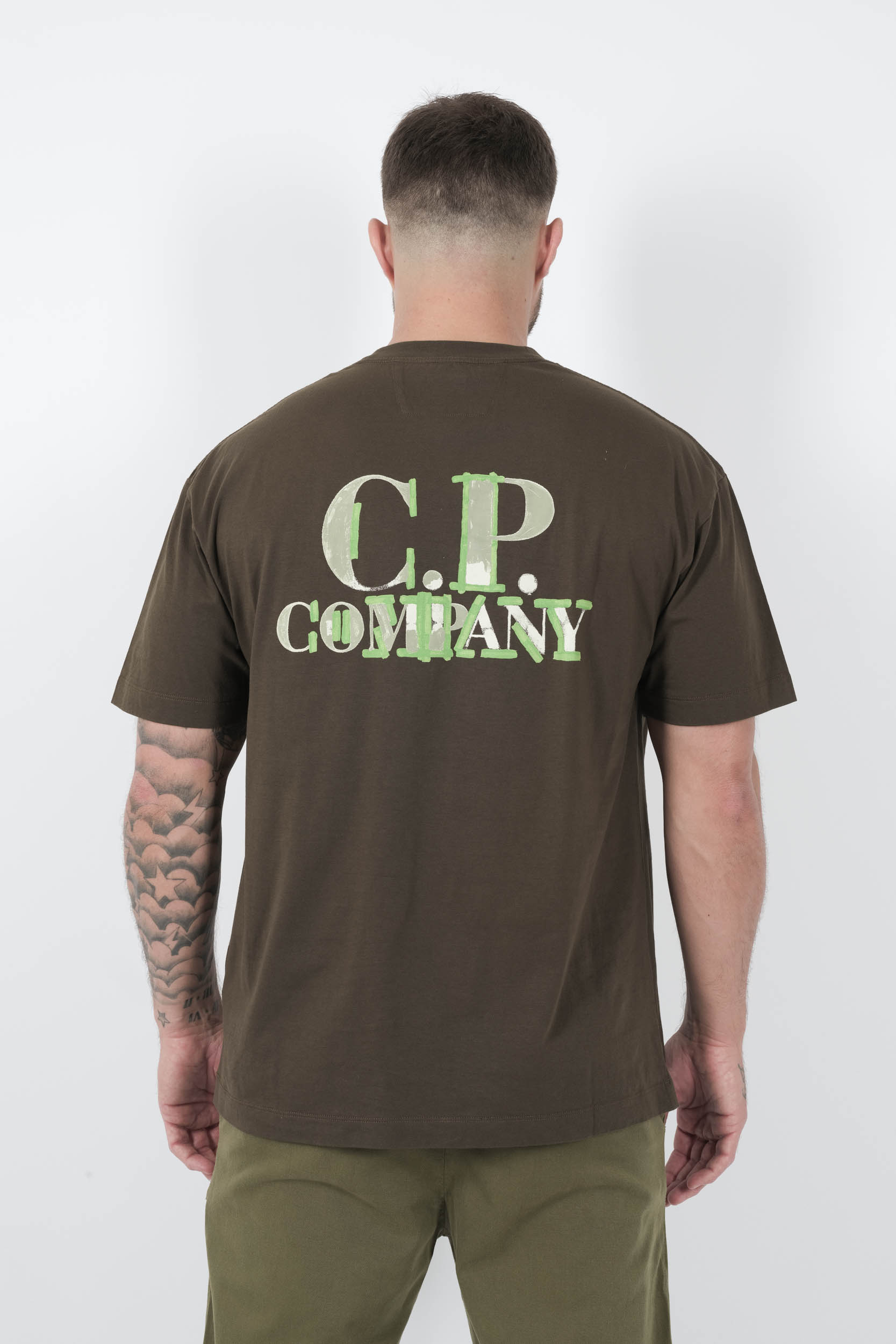 TEE-SHIRT C.P COMPANY AVEC IMPRIME KAKI S148A-683