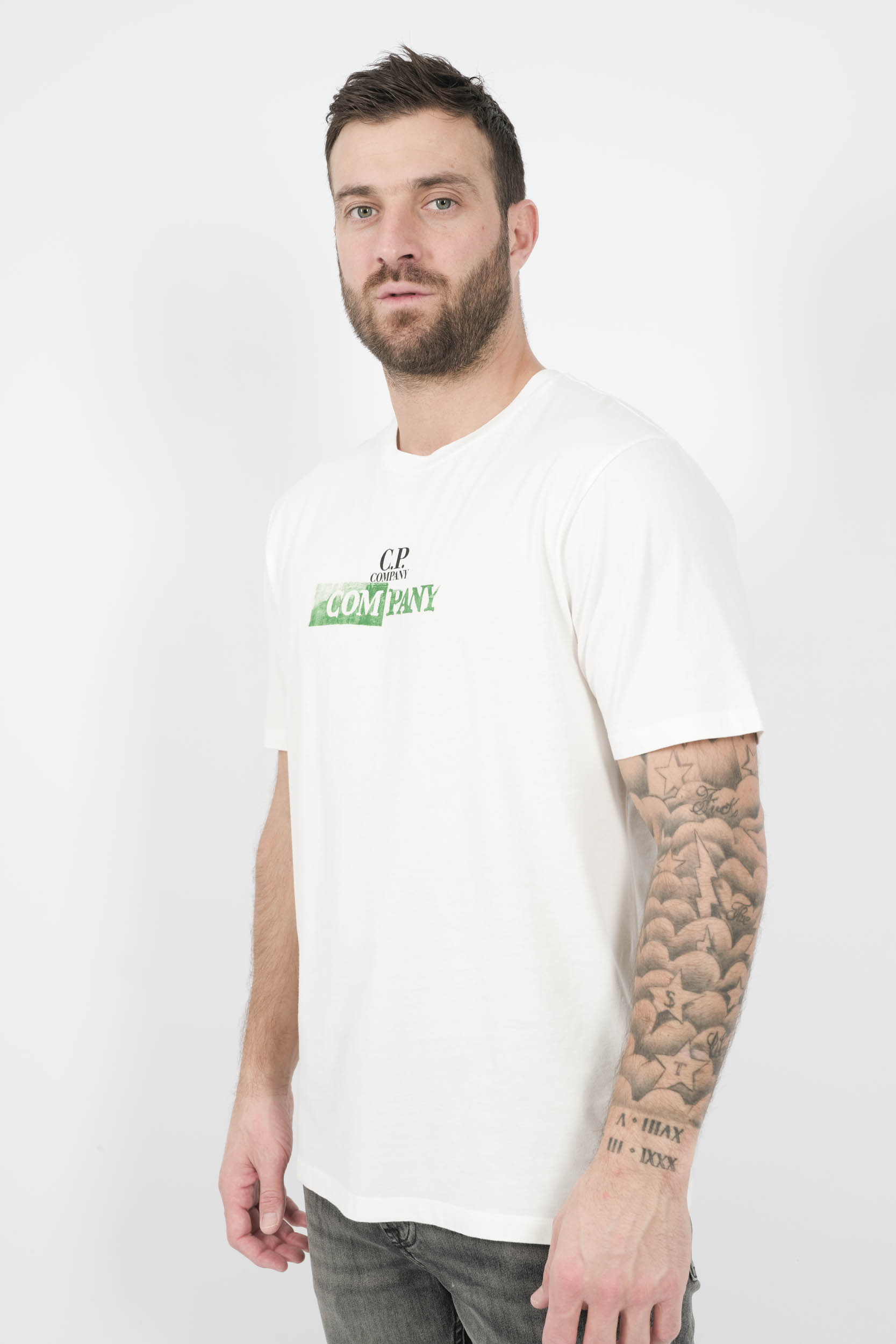 Image du produit TEE-SHIRT C.P COMPANY AVEC LOGO DEVANT ET DOS BLANC S307A-103
