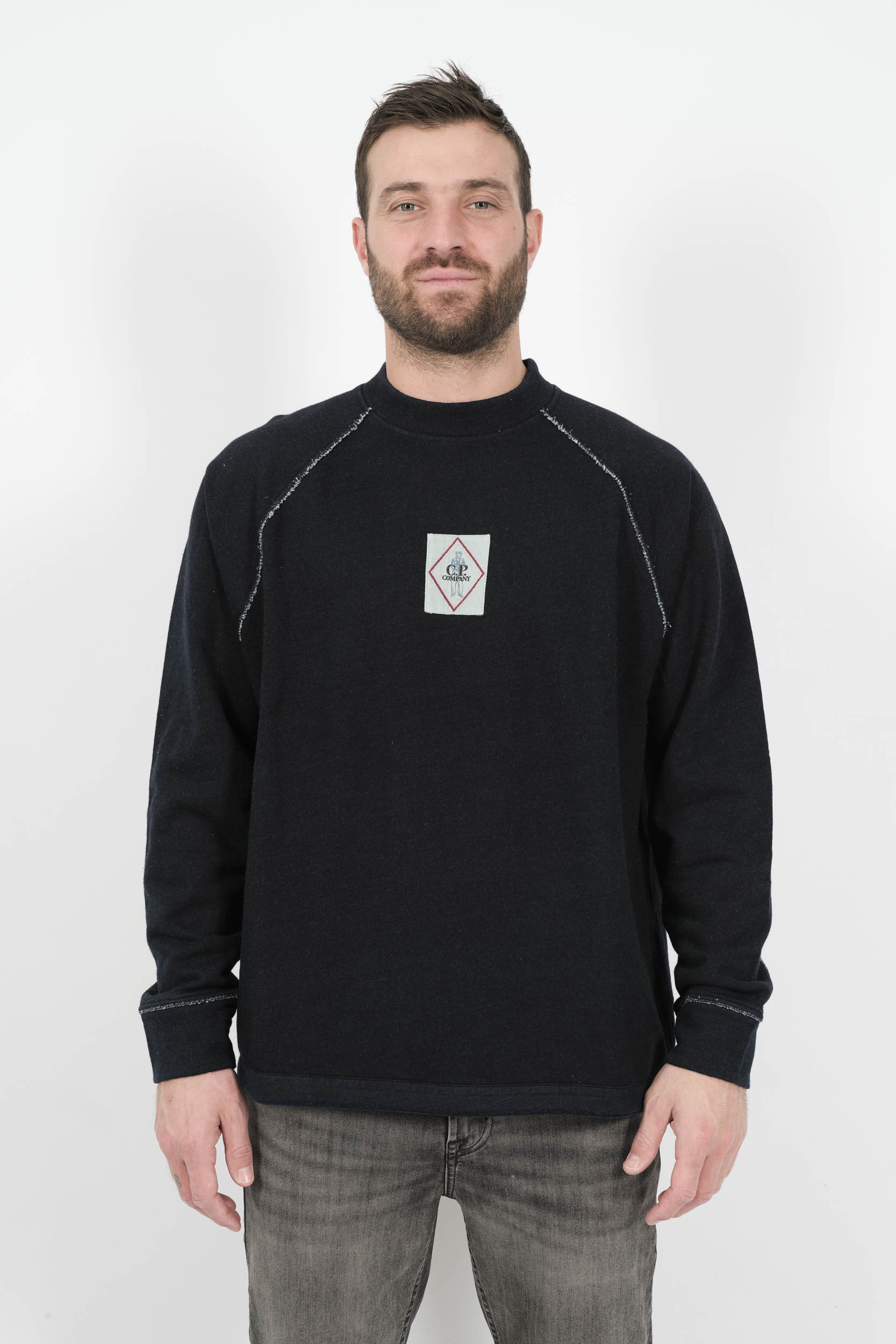  Image du produit PULL C.P COMPANY COL ROND LOGO BRODE MARINE S184A-D08 - 3
