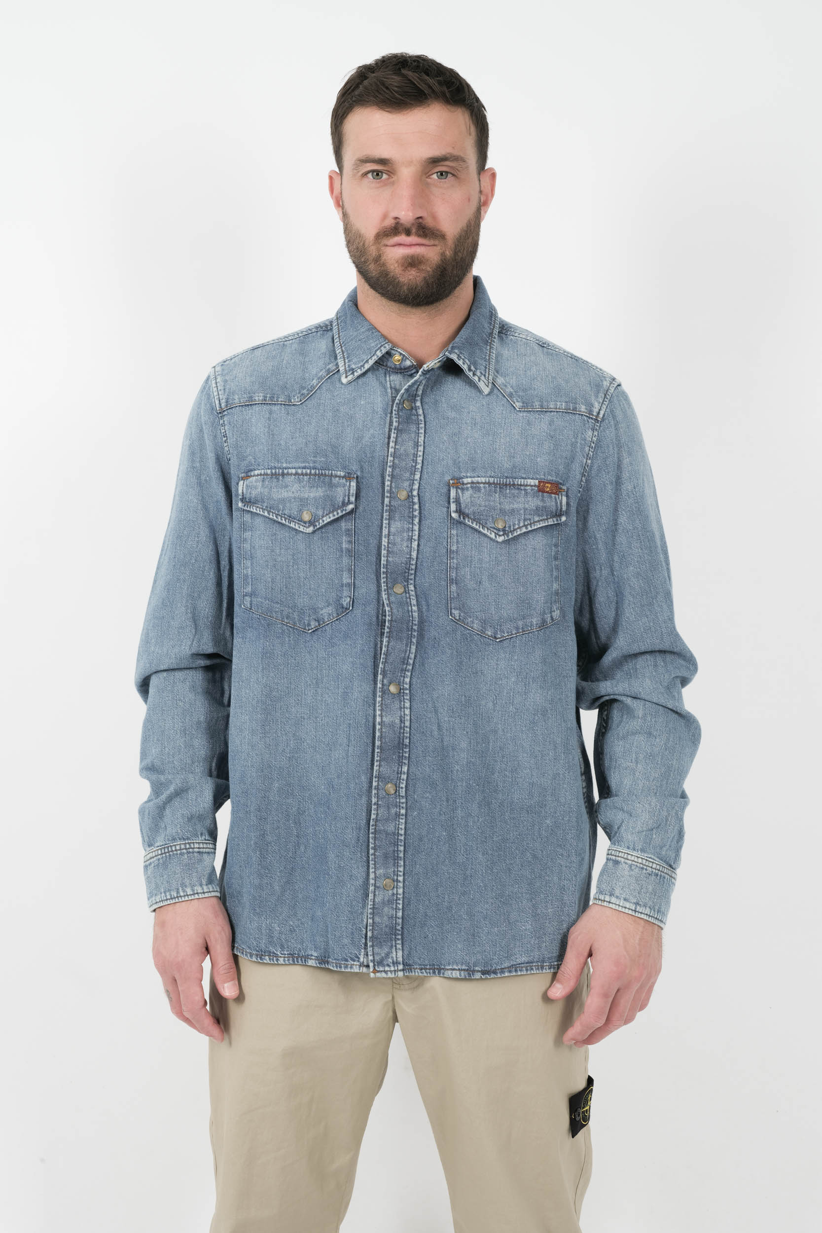 CHEMISE SEVEN EFFET JEANS BLEU JS6MC210OU