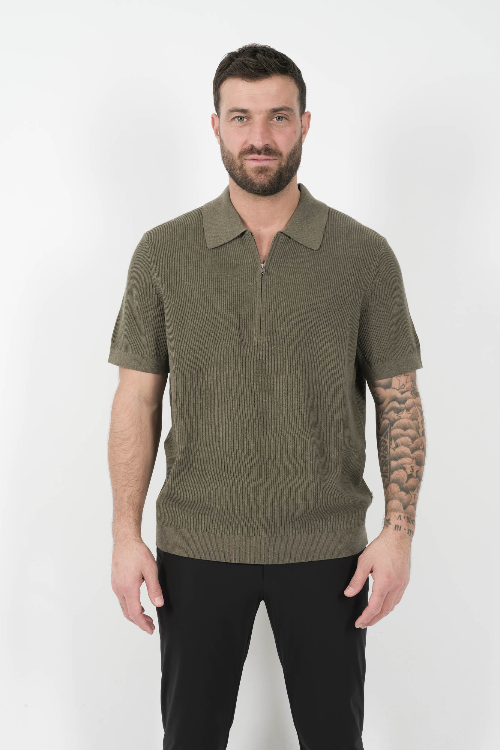  Image du produit POLO NN07 COL DEMI-ZIP KAKI HANSIE-343 - 3