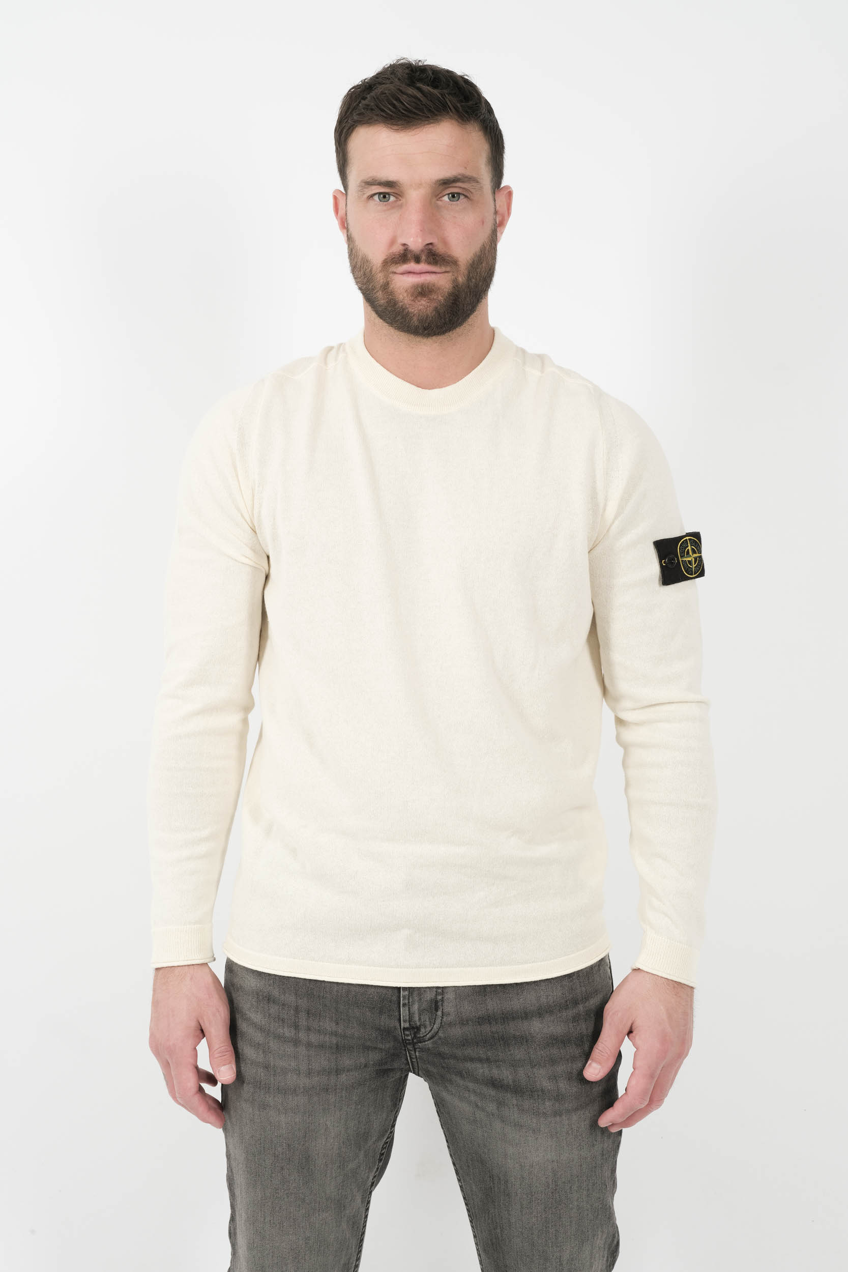  Image du produit PULL STONE ISLAND COL ROND BLANC CREME S155162SB9-V0093 - 3
