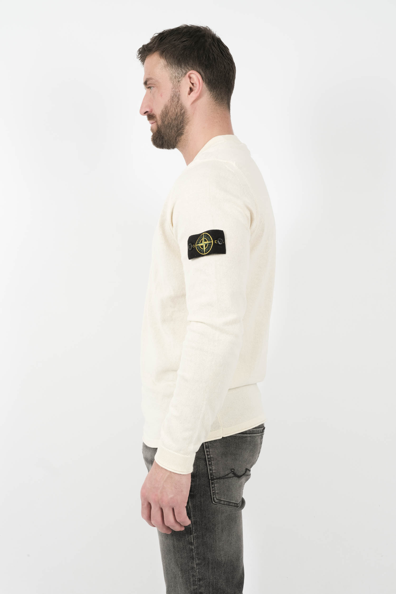  Image du produit PULL STONE ISLAND COL ROND BLANC CREME S155162SB9-V0093 - 4