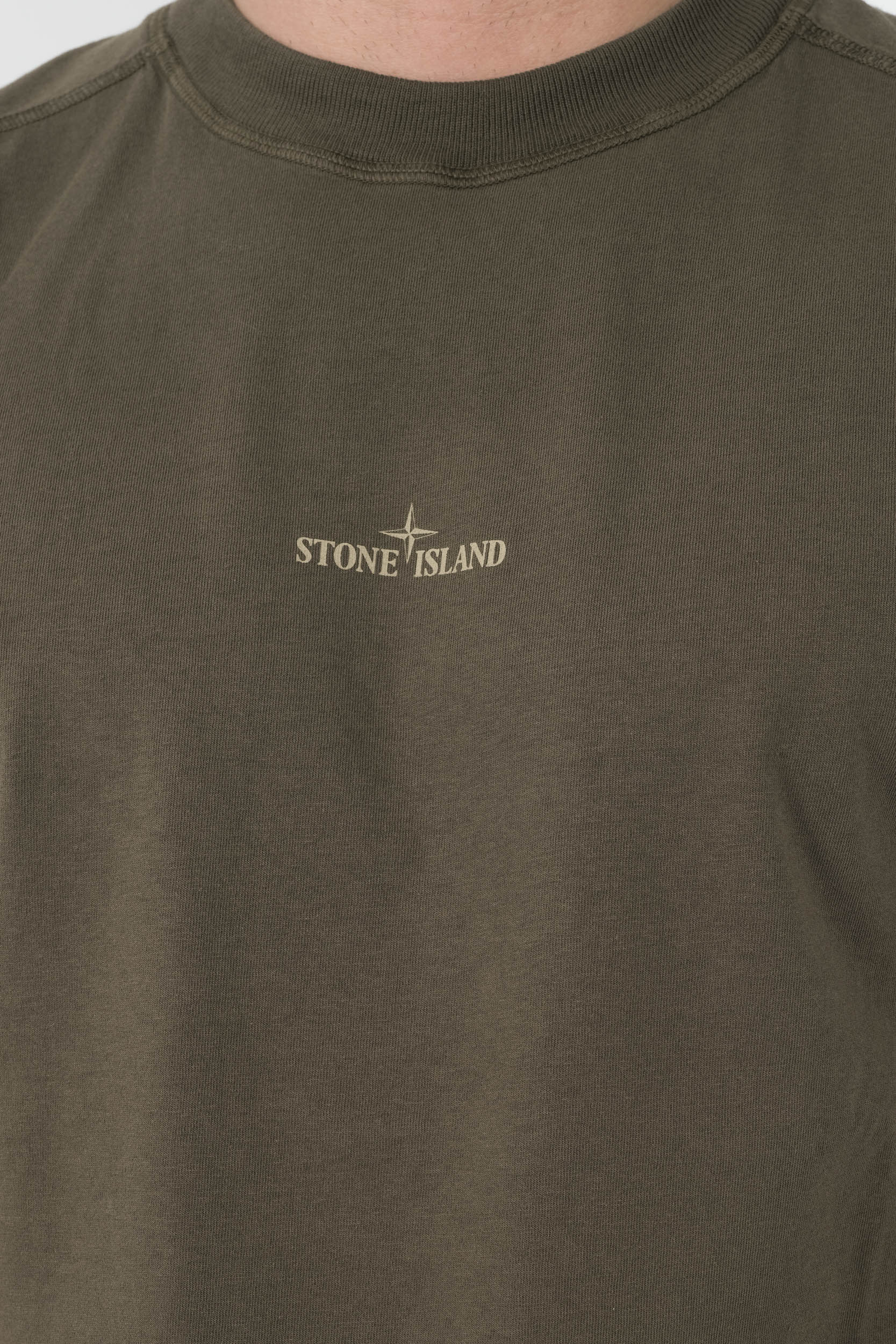 TEE-SHIRT STONE ISLAND LOGO DOS KAKI S152120S80-V0054