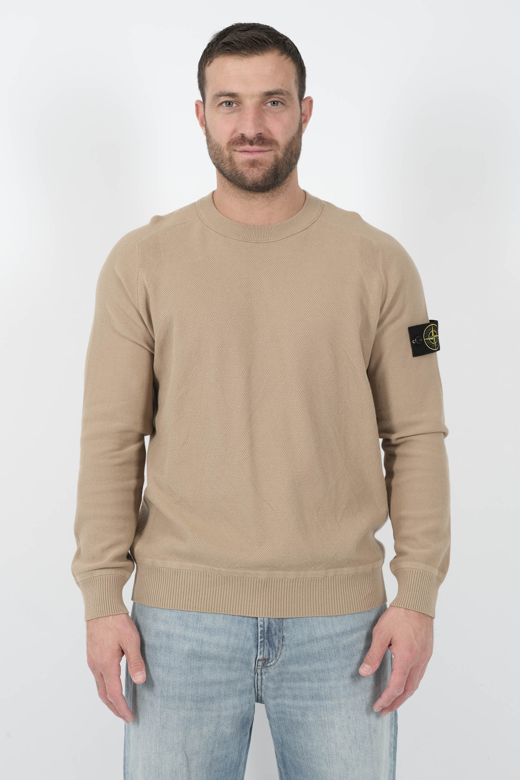 PULL STONE ISLAND COL ROND EN NID D'ABEILLE BEIGE S155136SB5-V0094