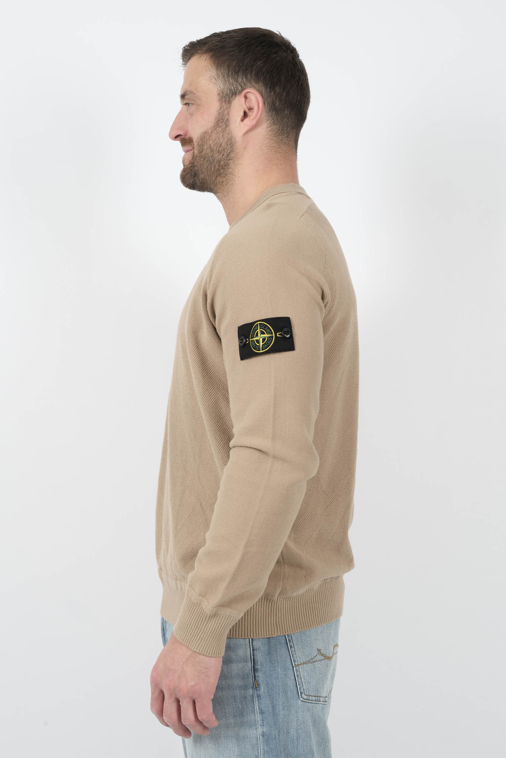 PULL STONE ISLAND COL ROND EN NID D'ABEILLE BEIGE S155136SB5-V0094