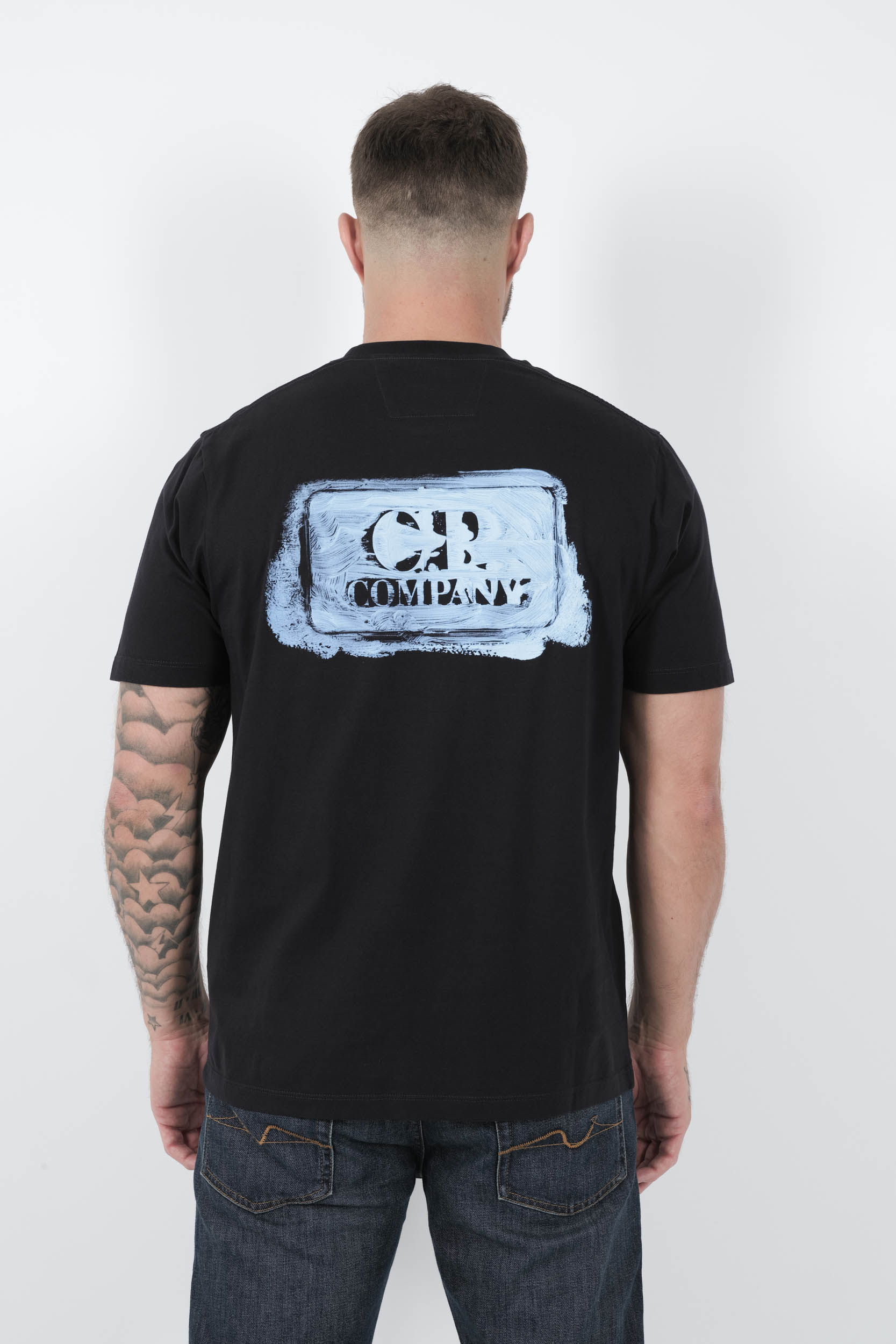 TEE-SHIRT C.P COMPANY AVEC IMPRIME MARINE/BLEU S143A-888