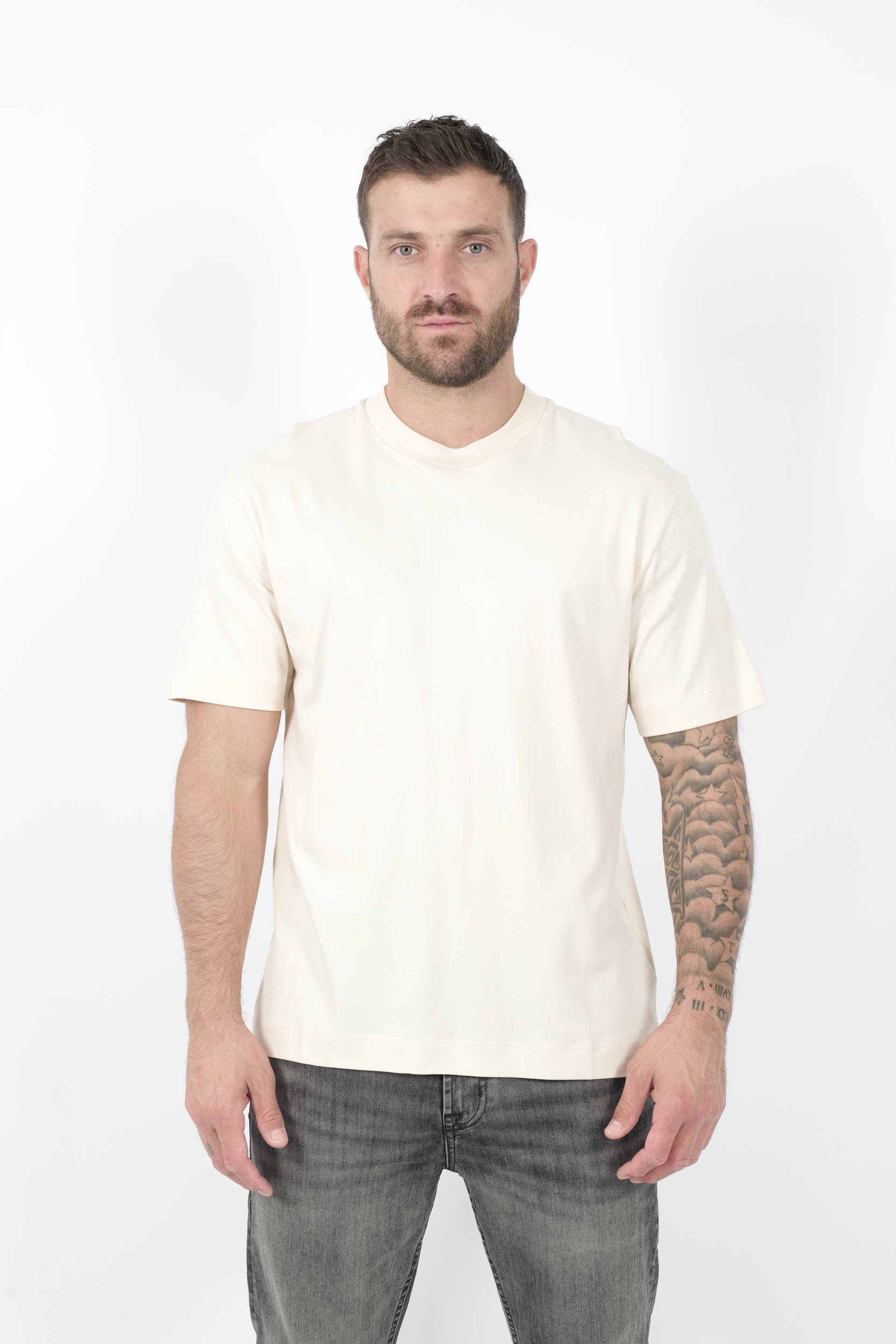 TEE-SHIRT SUNSPEL EN COTON SUPRIMA BLANC CREME TSH0181-NUAB