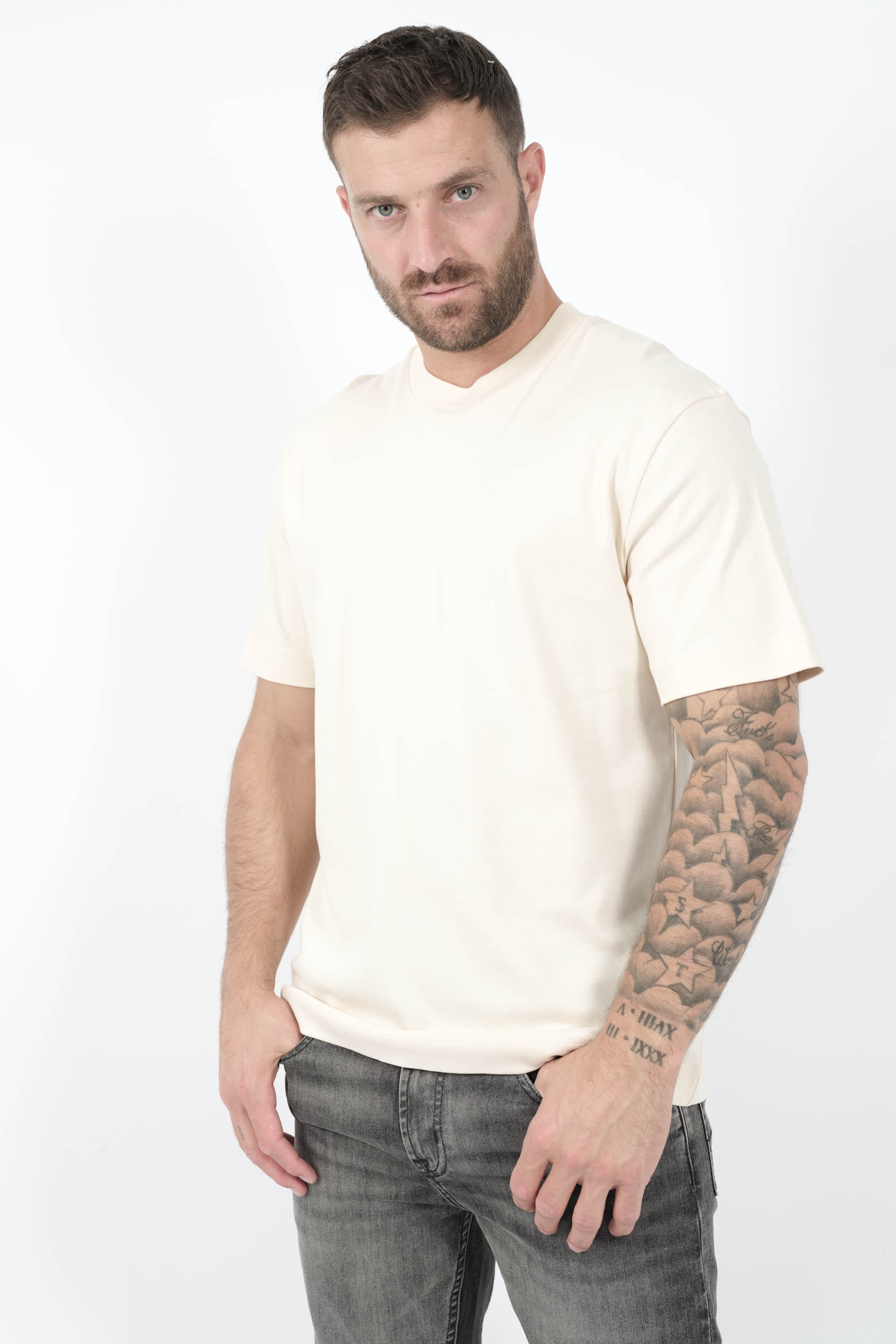 TEE-SHIRT SUNSPEL EN COTON SUPRIMA BLANC CREME TSH0181-NUAB