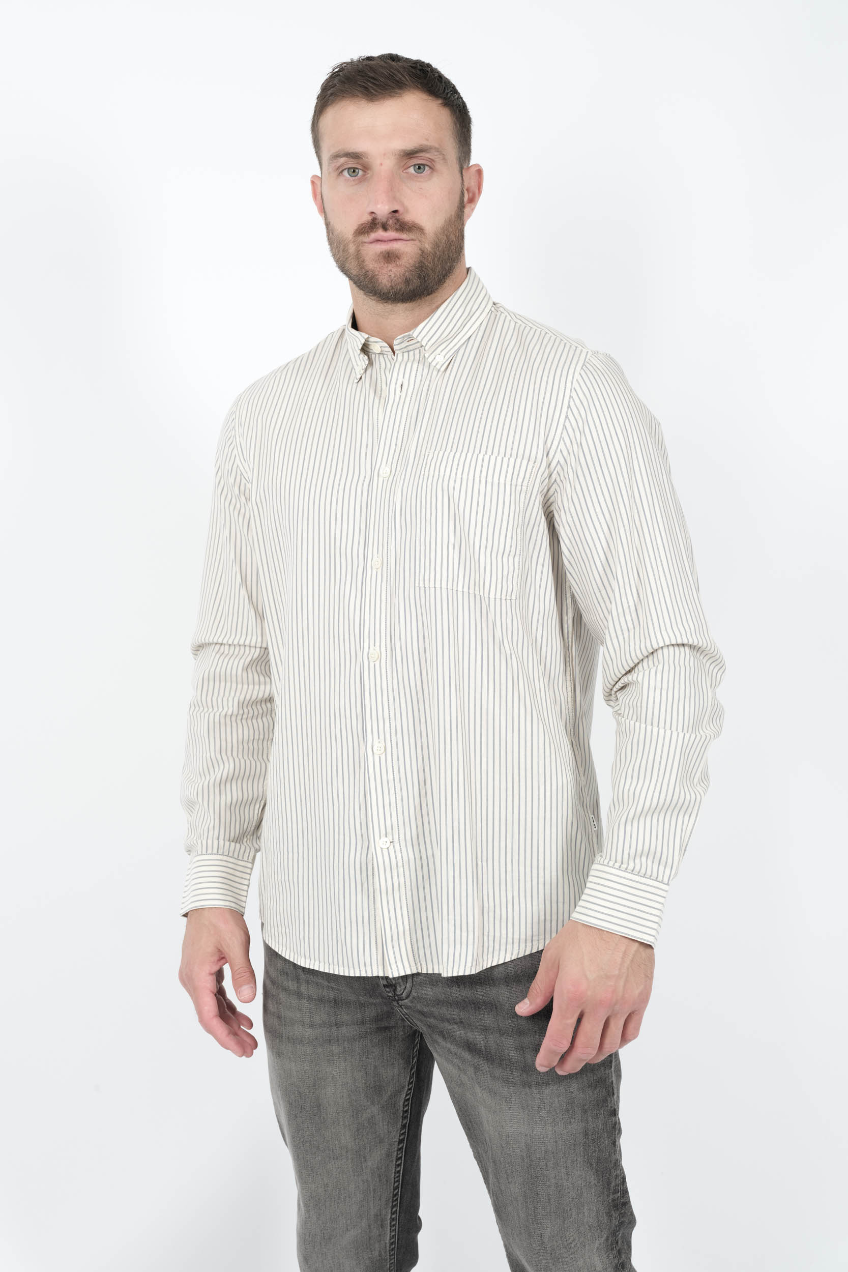  Image du produit CHEMISE NN07 A RAYURES BLANC/BLEU ARNE BD-721 - 2