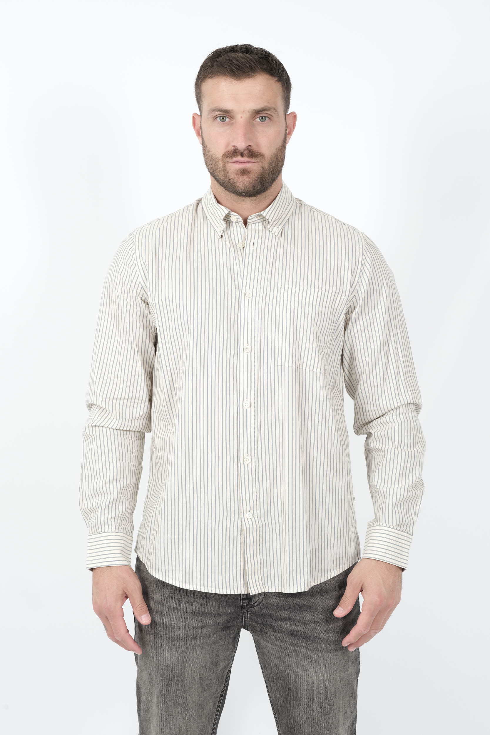  Image du produit CHEMISE NN07 A RAYURES BLANC/BLEU ARNE BD-721 - 3