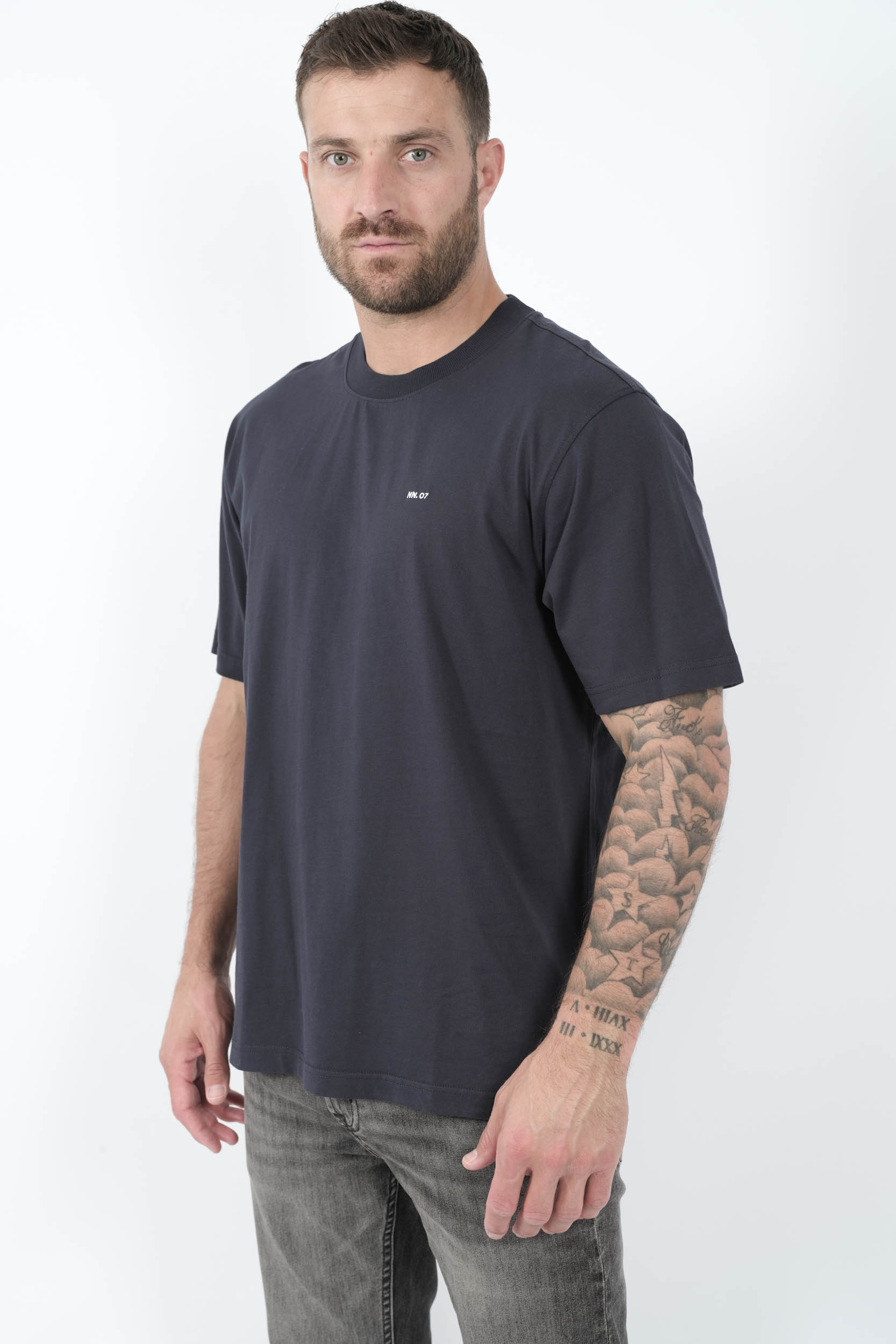 TEE-SHIRT NN07 AVE LOGO BRODE MARINE ADAM3209-200
