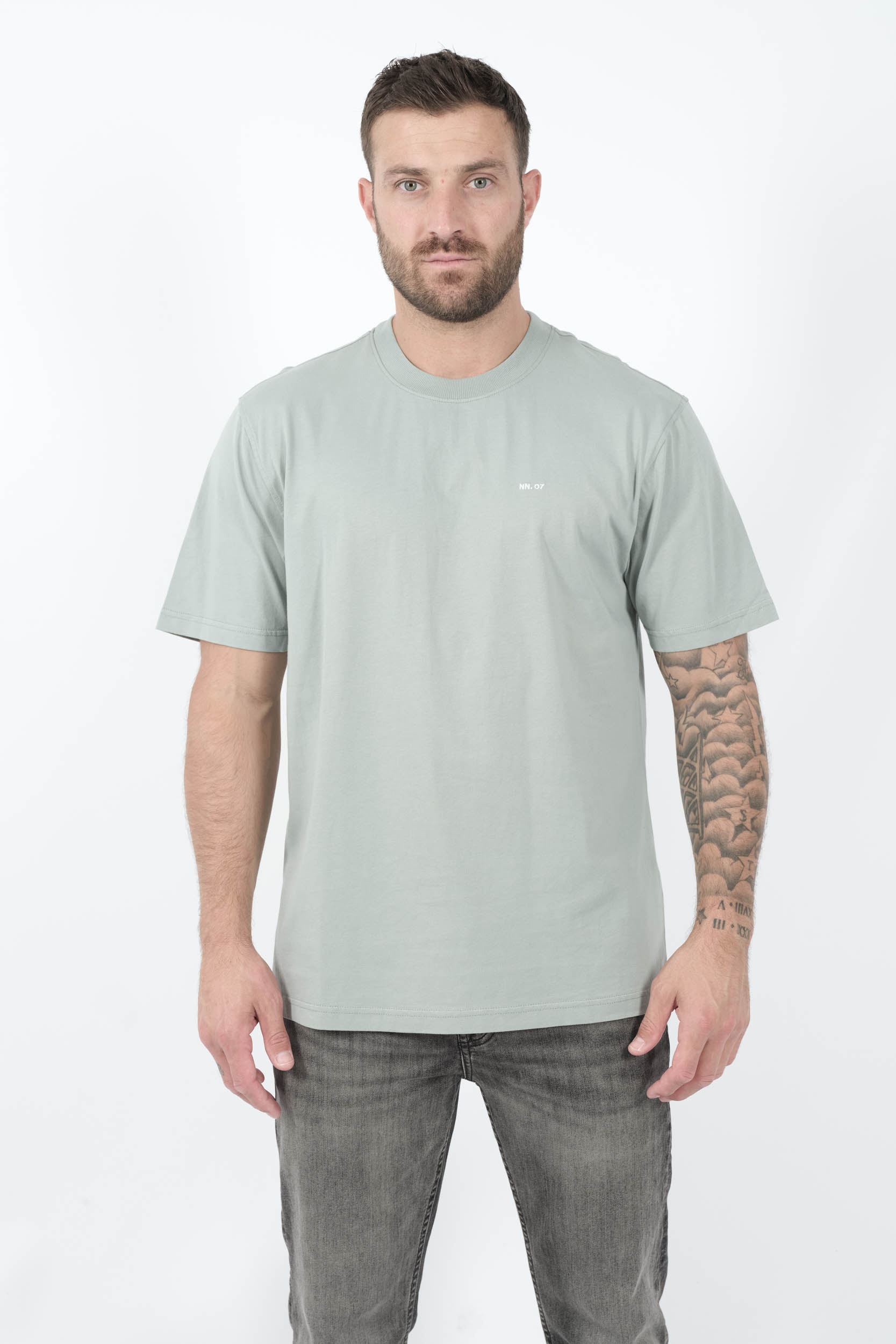 TEE-SHIRT NN07 AVEC LOGO BRODE BLEU CIEL ADAM3209-20B