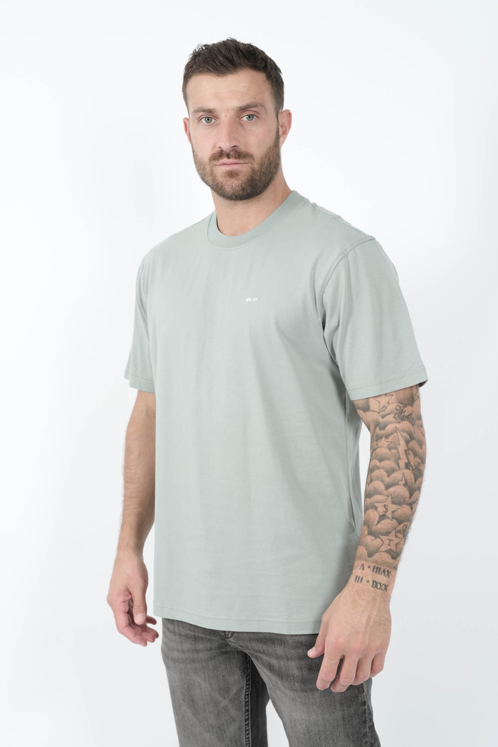 TEE-SHIRT NN07 AVEC LOGO BRODE BLEU CIEL ADAM3209-20B