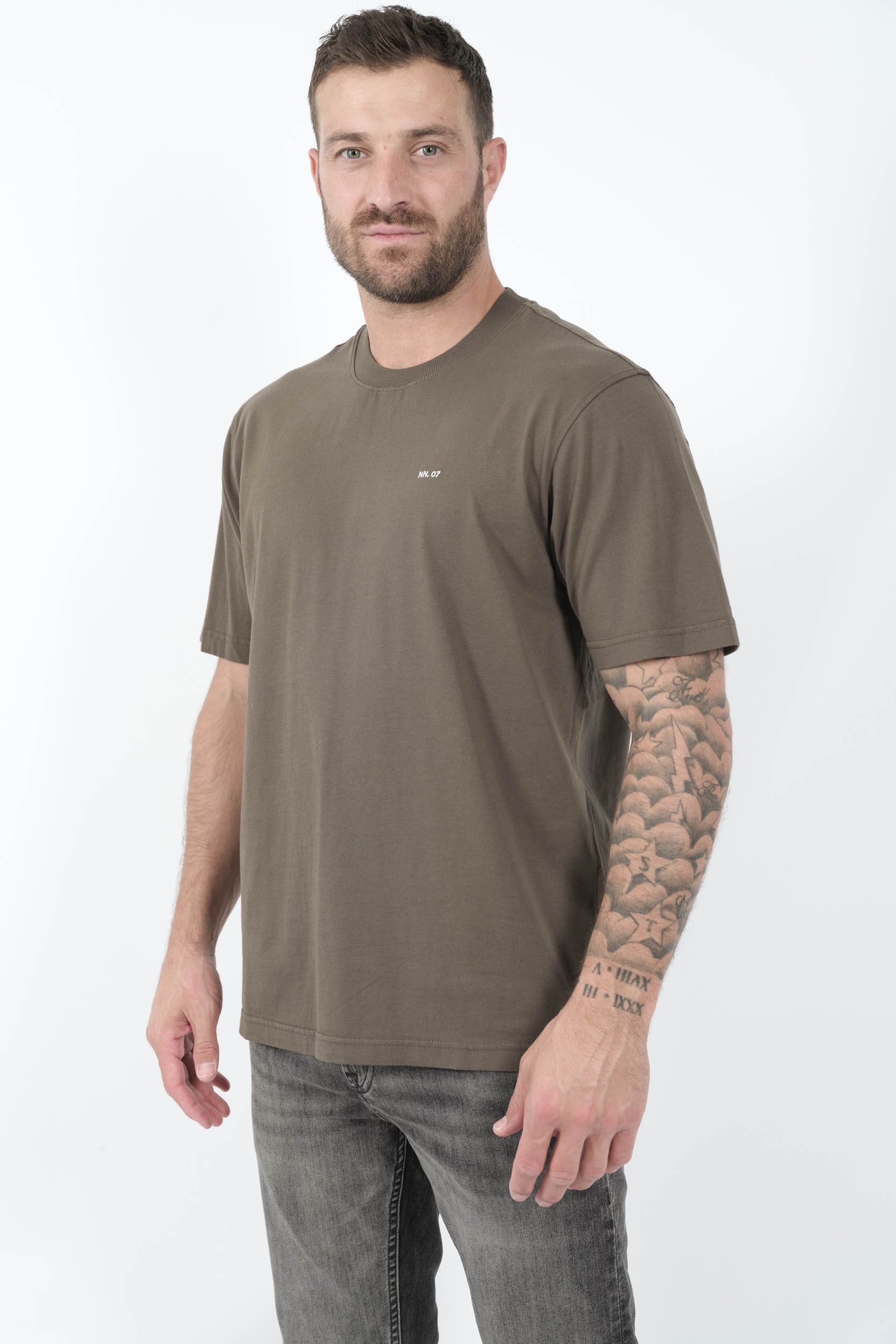  Image du produit TEE-SHIRT NN07 AVEC LOGO BRODE KAKI ADAM3209-343 - 2