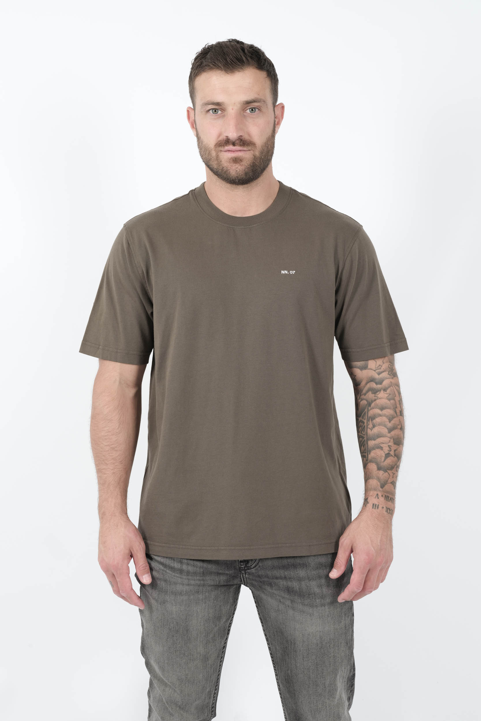 TEE-SHIRT NN07 AVEC LOGO BRODE KAKI ADAM3209-343