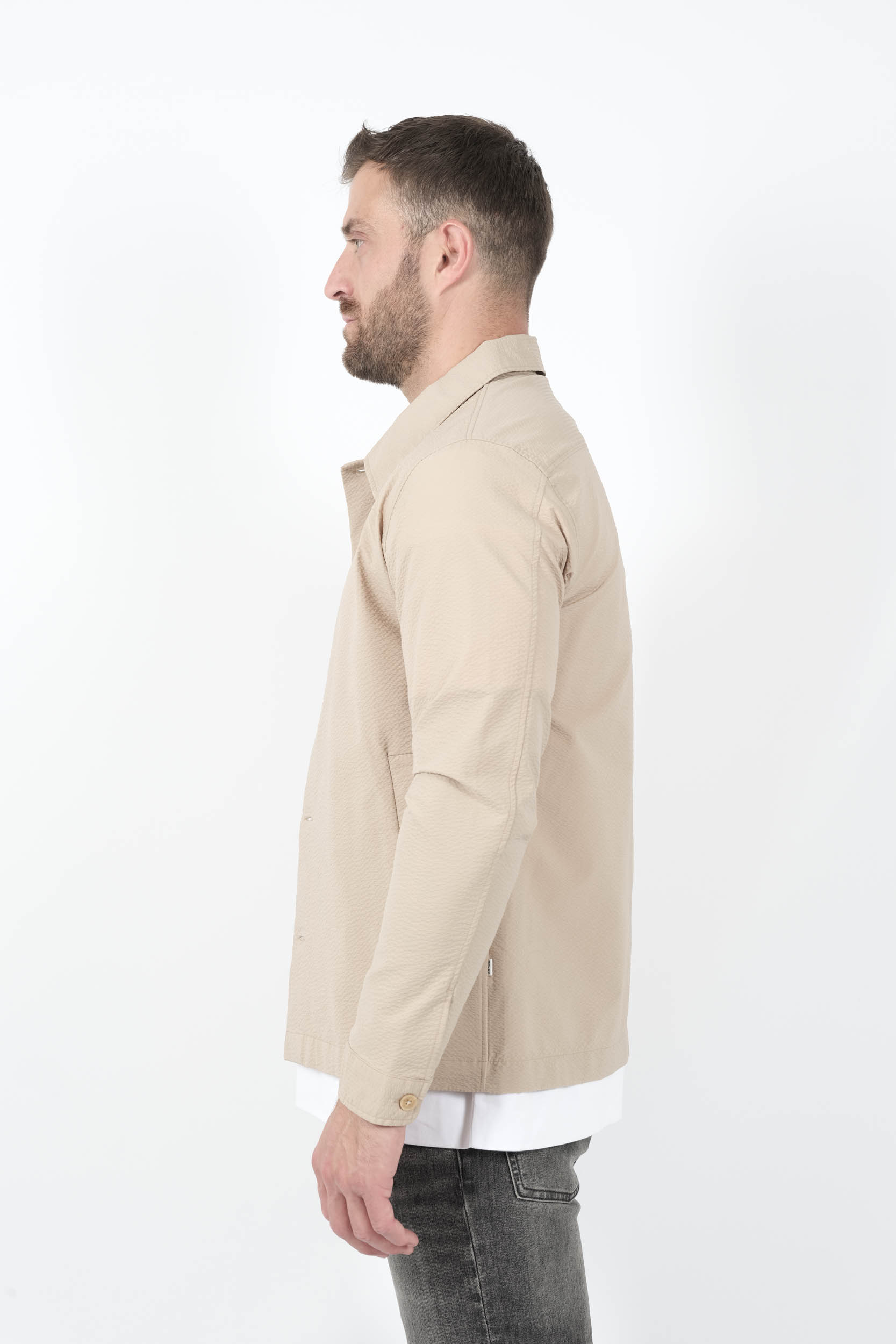 SURCHEMISE NN07 EN SEERSUCKER BEIGE ZANDER1924-124