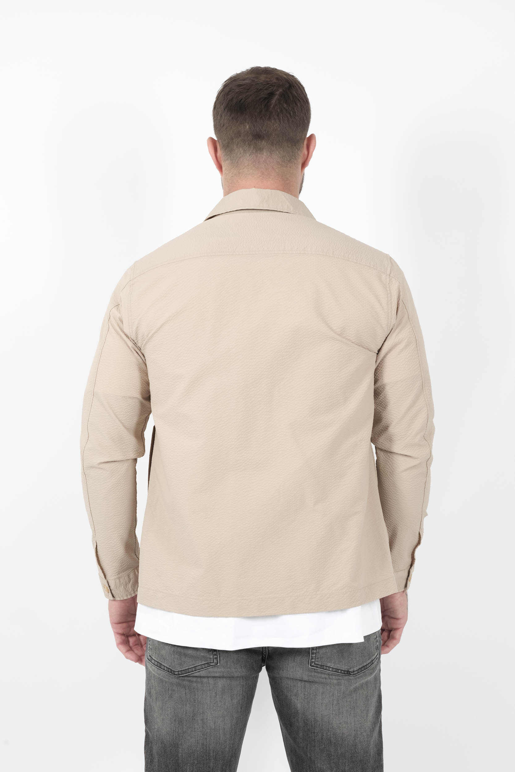 SURCHEMISE NN07 EN SEERSUCKER BEIGE ZANDER1924-124