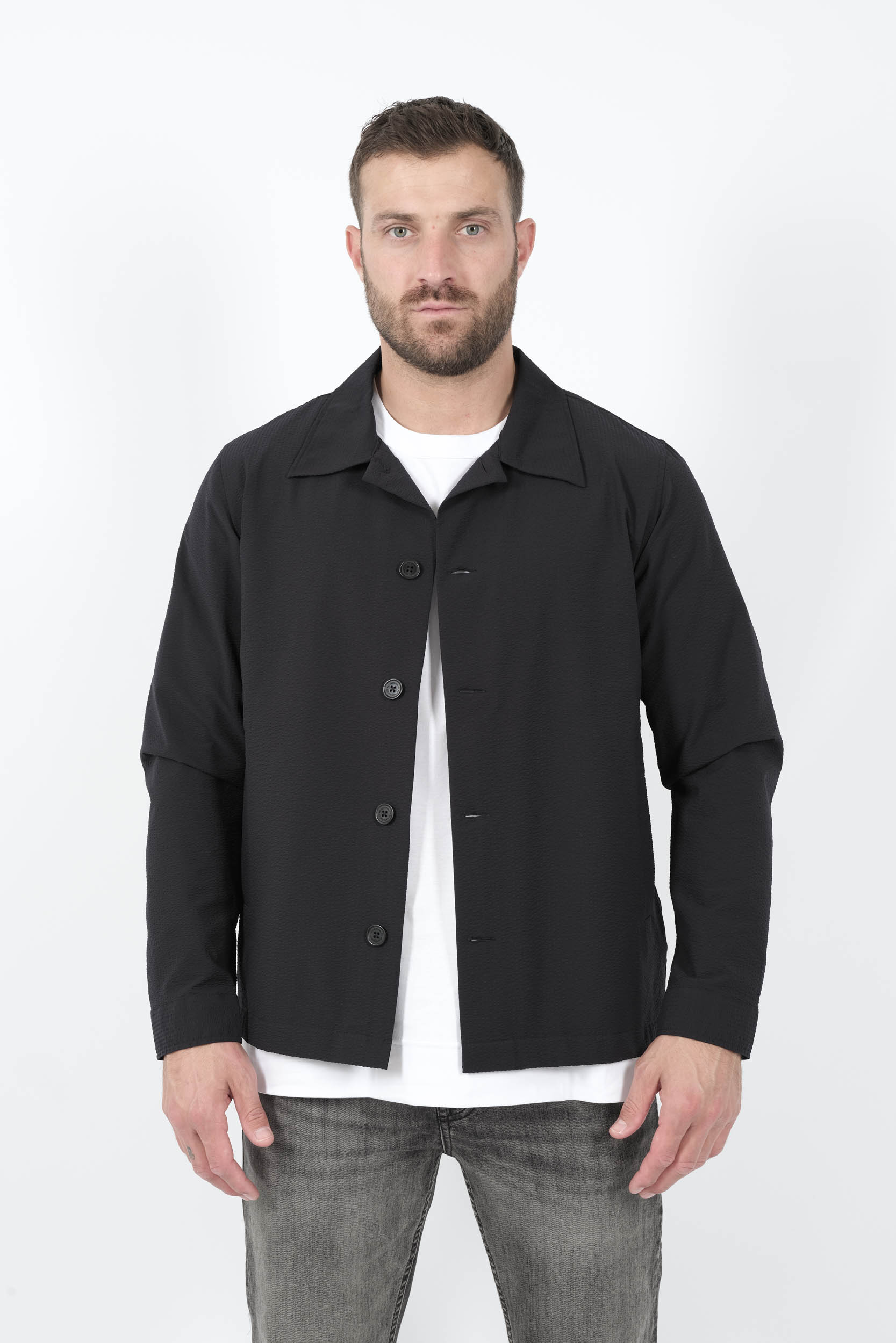 SURCHEMISE NN07 EN SEERSUCKER MARINE ZANDER1924-200