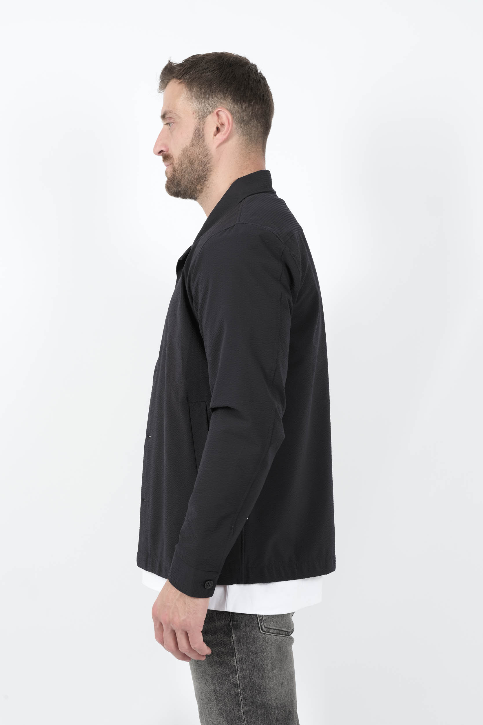 SURCHEMISE NN07 EN SEERSUCKER MARINE ZANDER1924-200