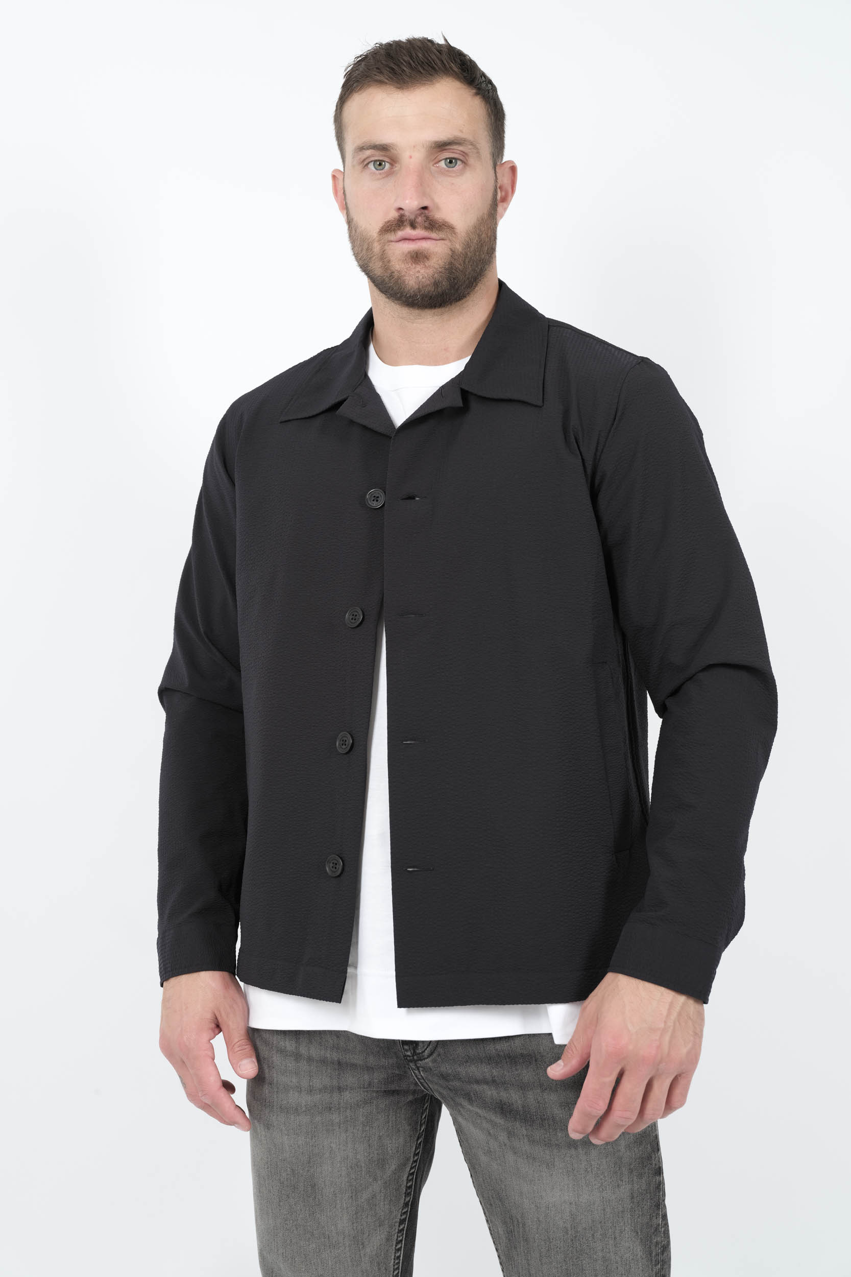 SURCHEMISE NN07 EN SEERSUCKER MARINE ZANDER1924-200