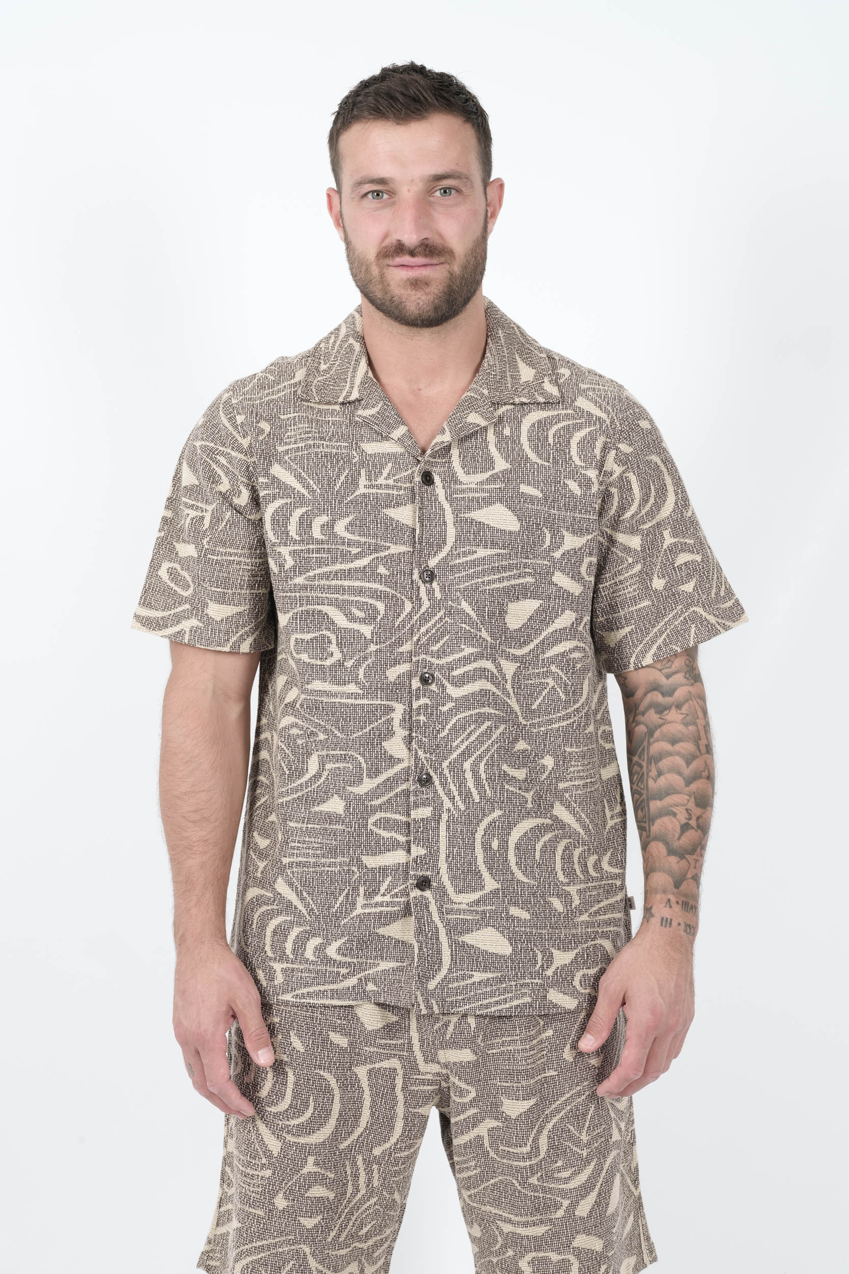  Image du produit CHEMISE NN07 A MANCHES COURTES EPAISSE AVEC MOTIF ECRU/MARRON JULIO-826 - 3