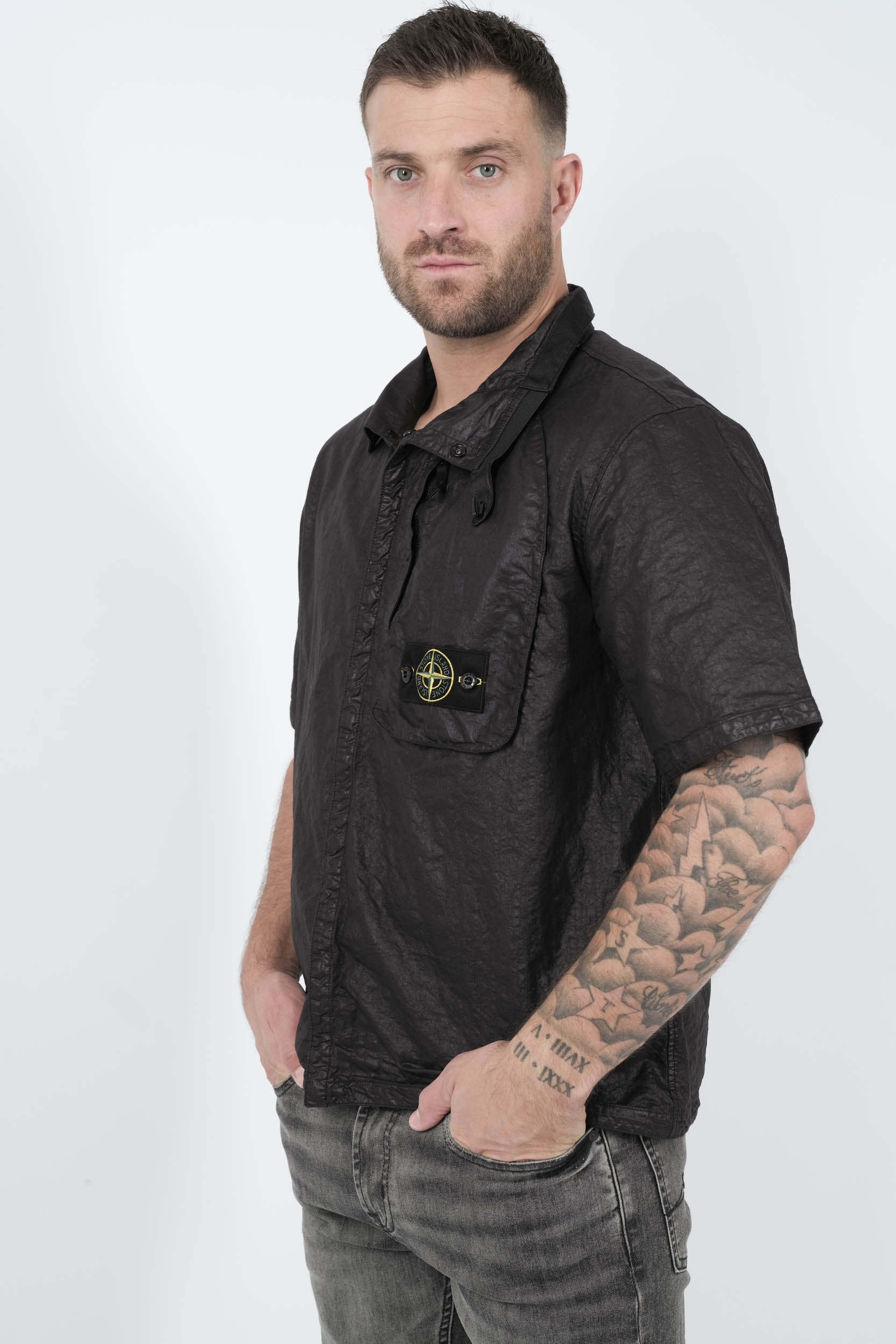 CHEMISE STONE ISLAND EN NYLON NOIR S151228S69-V0029