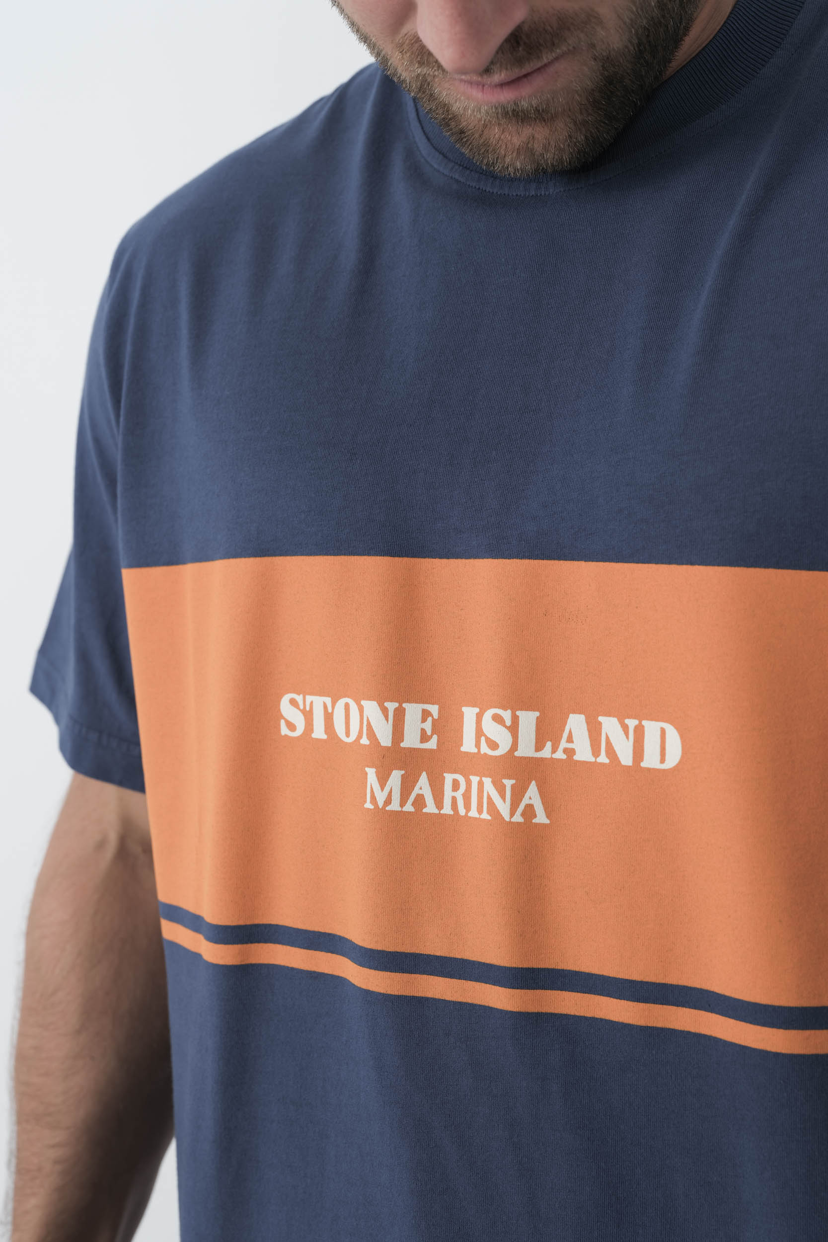 TEE-SHIRT STONE ISLAND MARINA BLEU/ORANGE S152124SX9-V0028