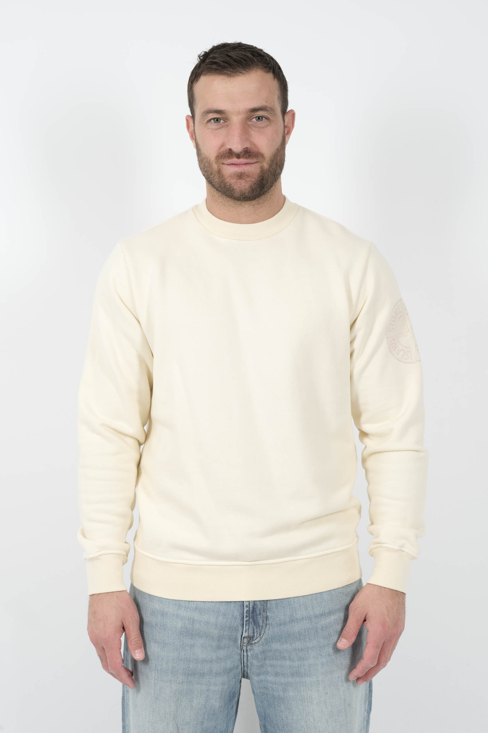  Image du produit SWEAT STONE ISLAND COL ROND LOGO BRODE BLANC CREME S156126S0122-V0093 - 3