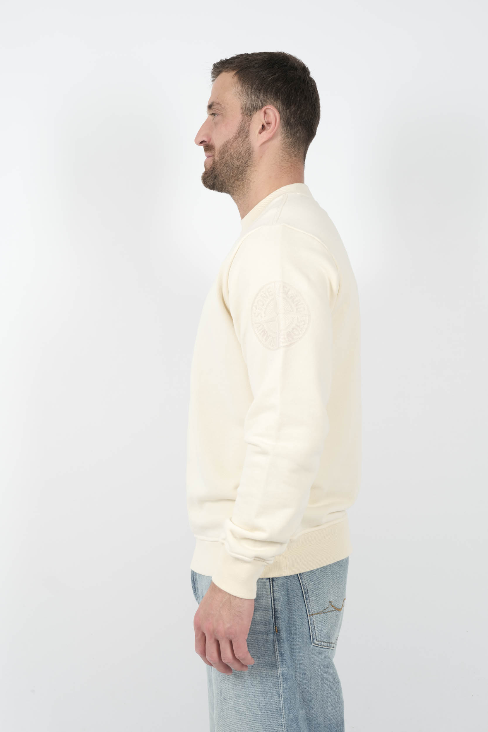  Image du produit SWEAT STONE ISLAND COL ROND LOGO BRODE BLANC CREME S156126S0122-V0093 - 4