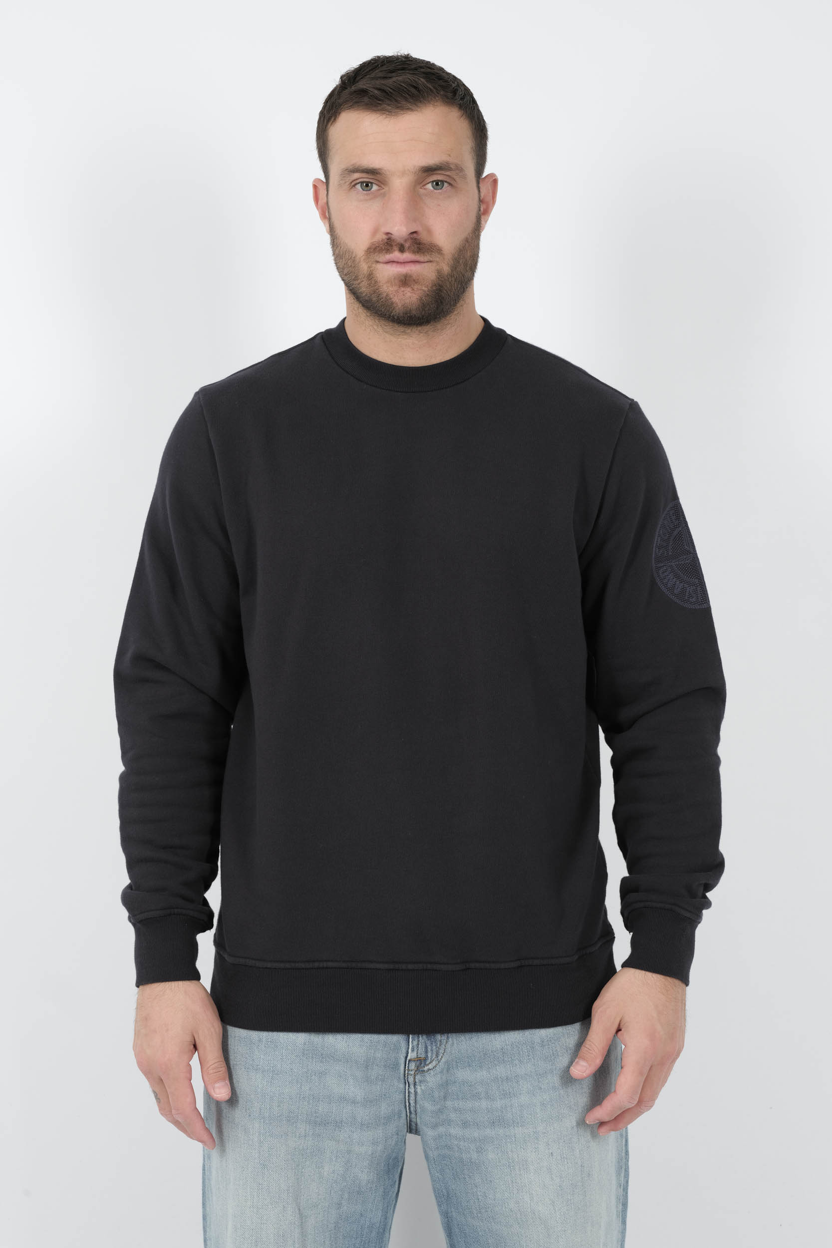 SWEAT STONE ISLAND COL ROND LOGO BRODE MARINE S156126S0122-V0020