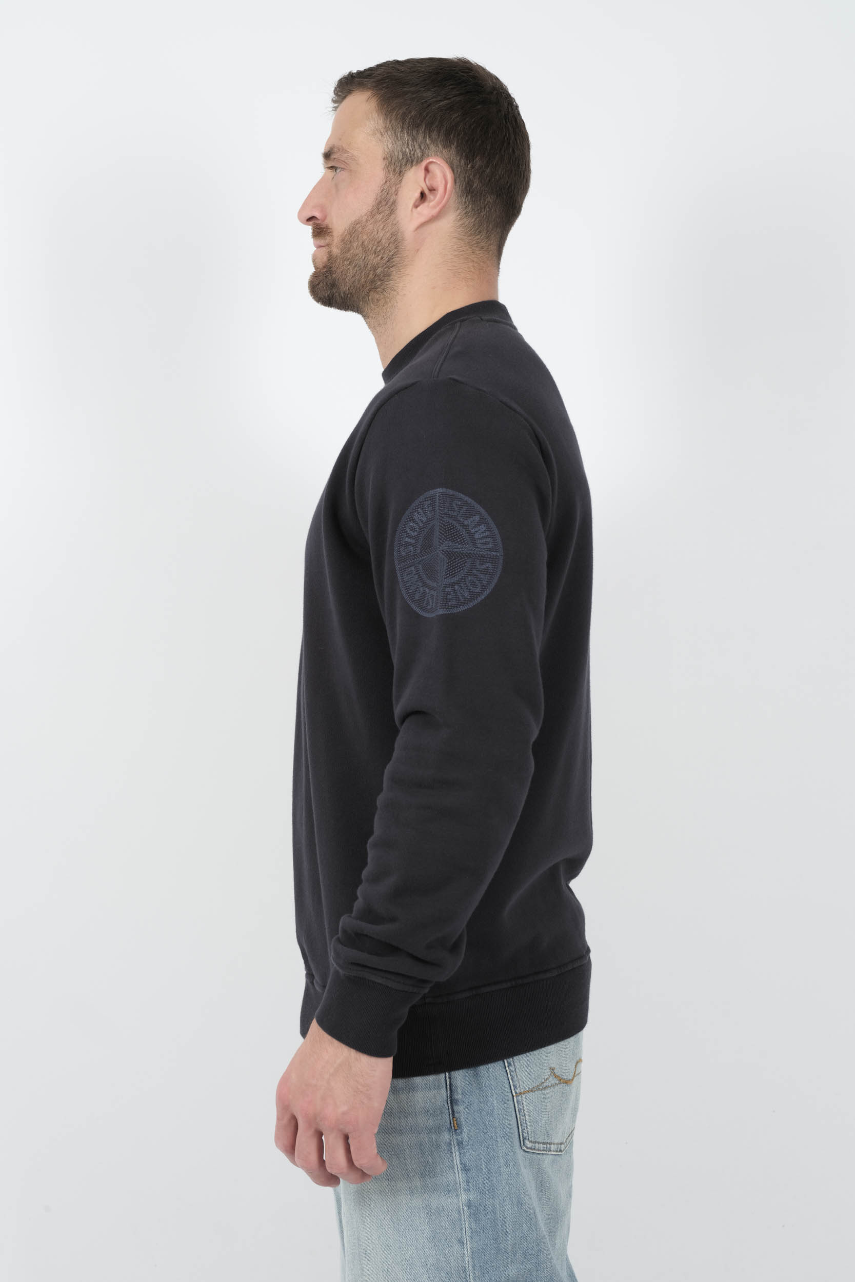 SWEAT STONE ISLAND COL ROND LOGO BRODE MARINE S156126S0122-V0020